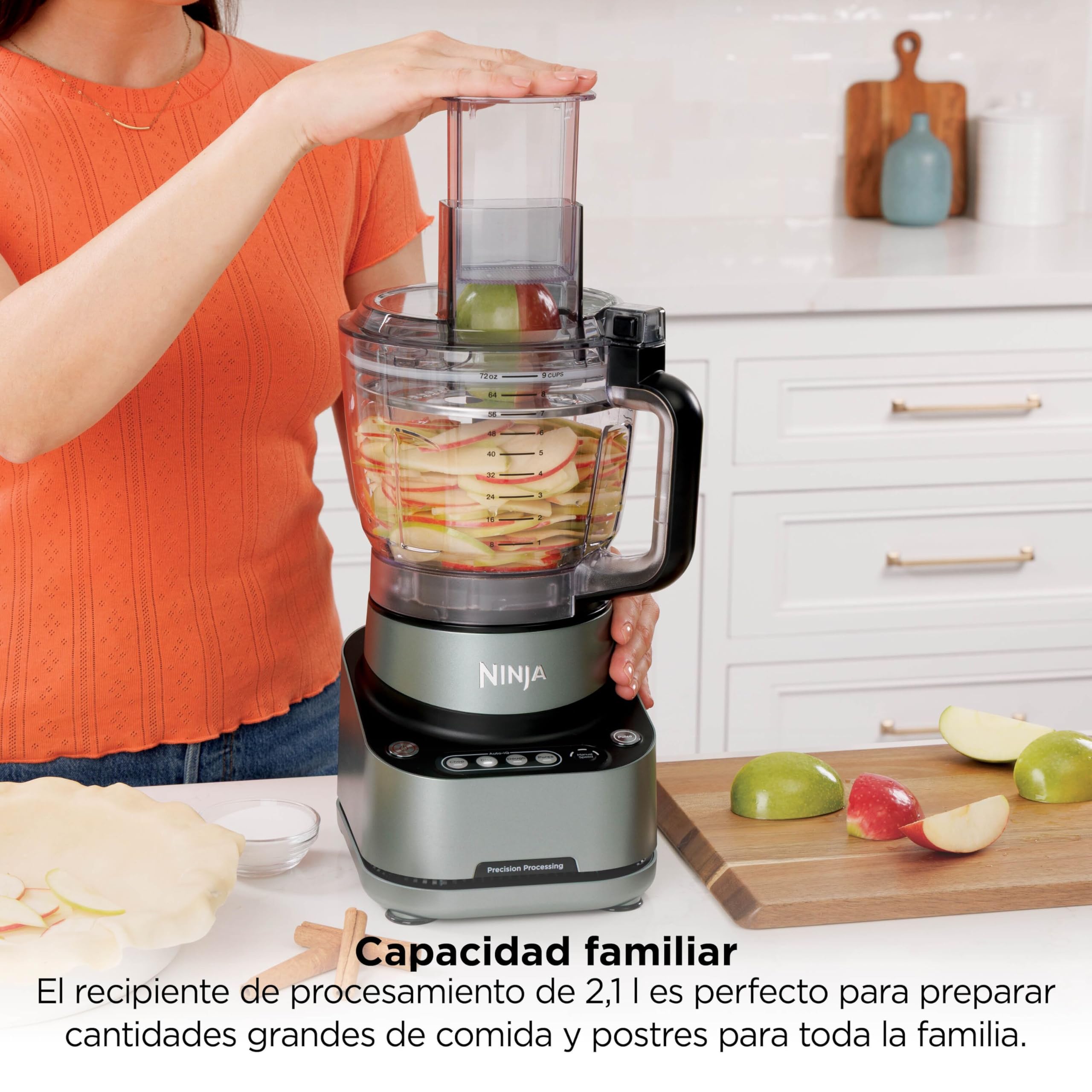 Ninja PrecisionPro, Procesador de Alimentos de 2,1L, Negro BZ651EU | 4 Ajustes Predefinidos y Manuales, Hace Masa para Pizza y Pan, Corta Verduras y Mucho Más, Piezas Aptas para Lavavajillas