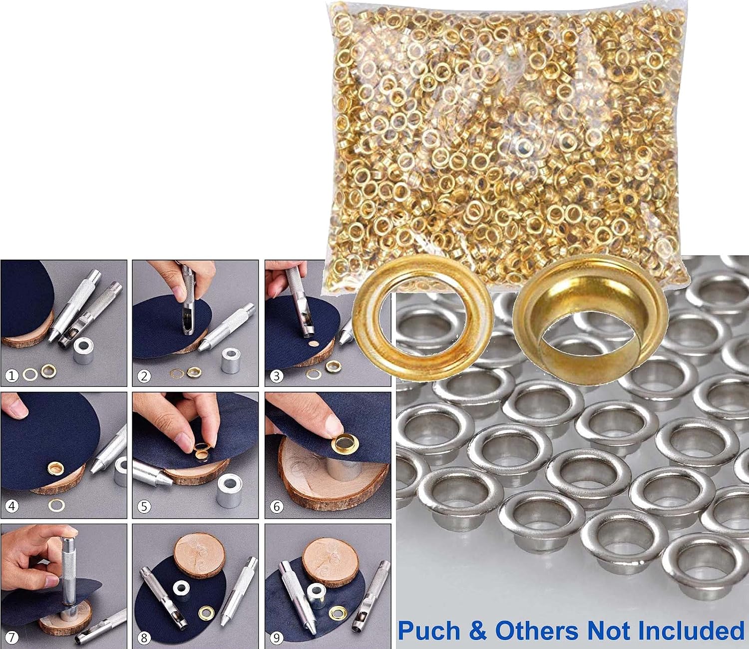 Pangda Grommet Kit with 100 Set Grommets (1/4 Inch)