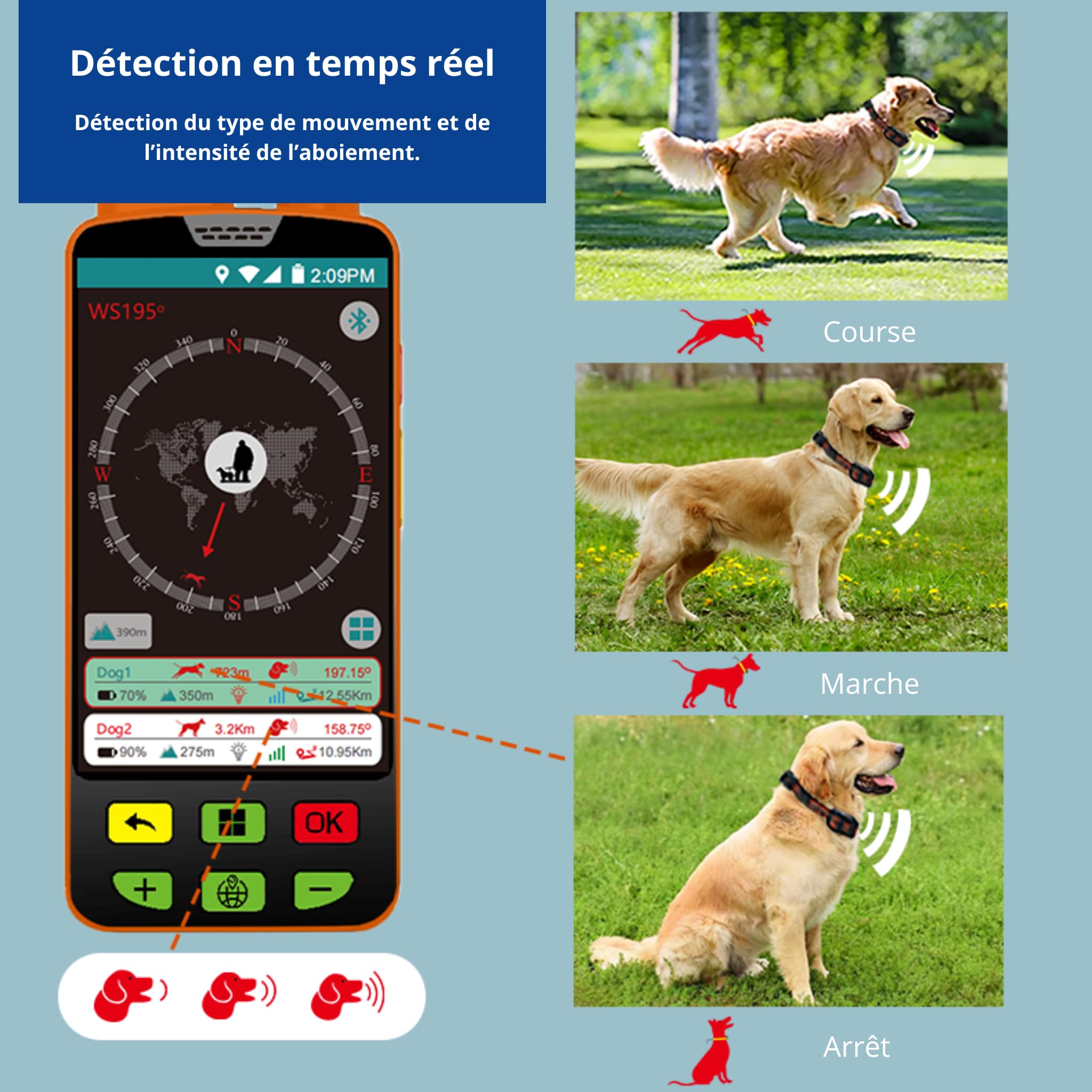 ESEEK GPS Collare per cane da caccia VHF 15 km + 4G – Monitoraggio in tempo reale, portata illimitata, luce LED, antiurto, impermeabile IP68, tracker GPS Pro per cani da caccia – monitoraggio