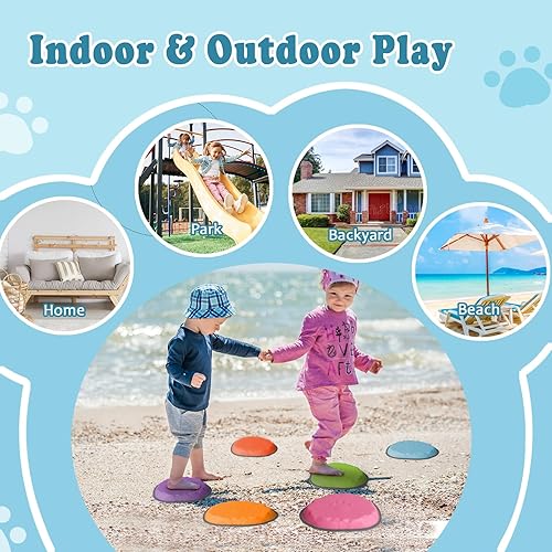 Miniatura 7 de Stepping Stones for Kids, 10 PCS Non-slip Toddlers' Balance Sensory Toys, Indoor & Outdoor Play, Obstacle Course Game for Children Promoting