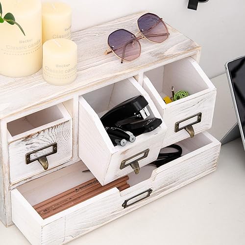 Miniatura 2 de Organizador de oficina de escritorio de madera rústica Cajones Gabinete de almacenamiento Almacenamiento de joyas cosmética Cocina hogar café