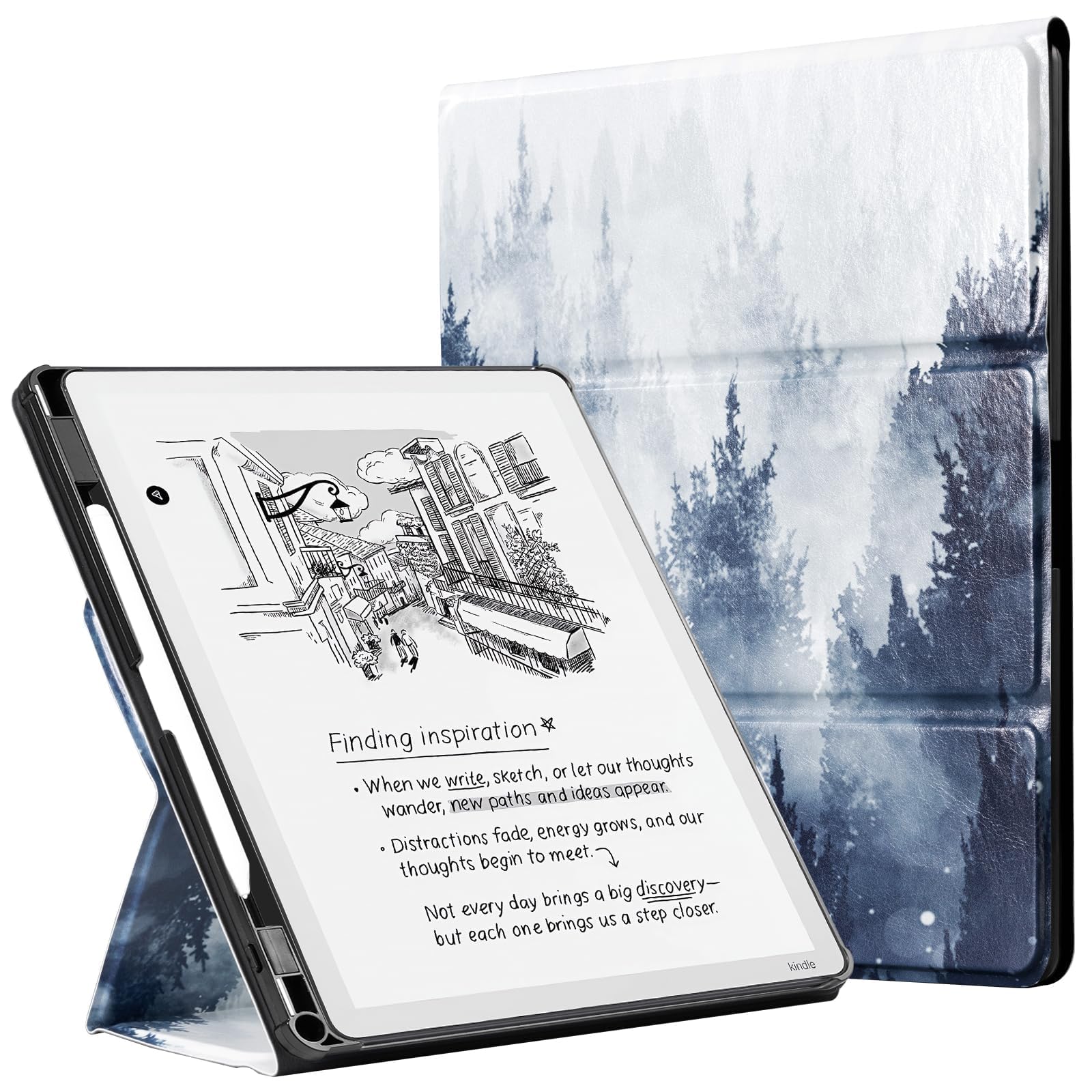 CoBak Case for 11" Kindle Scribe 3rd Generation 2025, Kindle Scribe Colorsoft with Two Viewing Angles - All New PU Leather Cover with Auto Sleep Wake, Pen Holder. Forest