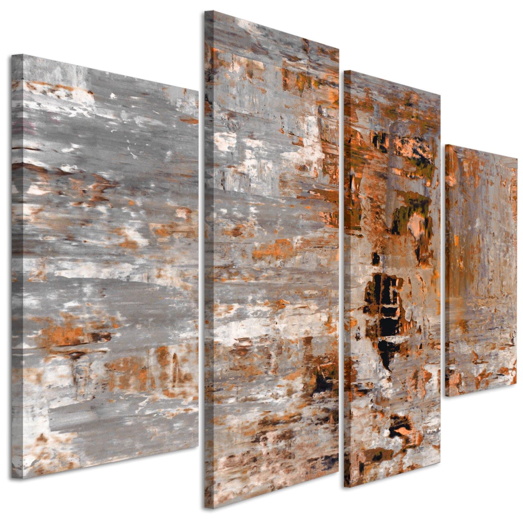 Wallfillers Large Burnt Orange Grey Painting Abstract Bedroom Canvas Pictures Decor - 4415-127.5x67.5cm