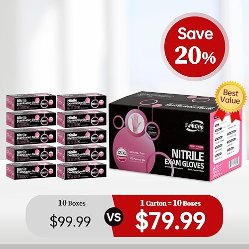 Miniatura 10 de Guantes desechables rosados, de 3 mil, de examen médico, sin látex, para limpieza y esteticista, guantes de goma rosados, de limpieza, sin polvo,