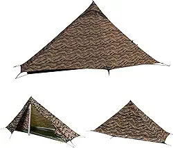 TENPLAY Tenda ultraleve, 1 pessoa, barraca de acampamento para mochilão, barraca de mastro de trekking, 4 estações, leve, nylon, impermeável 5000 mm, parede dupla, compacta, fácil de montar, portátil,