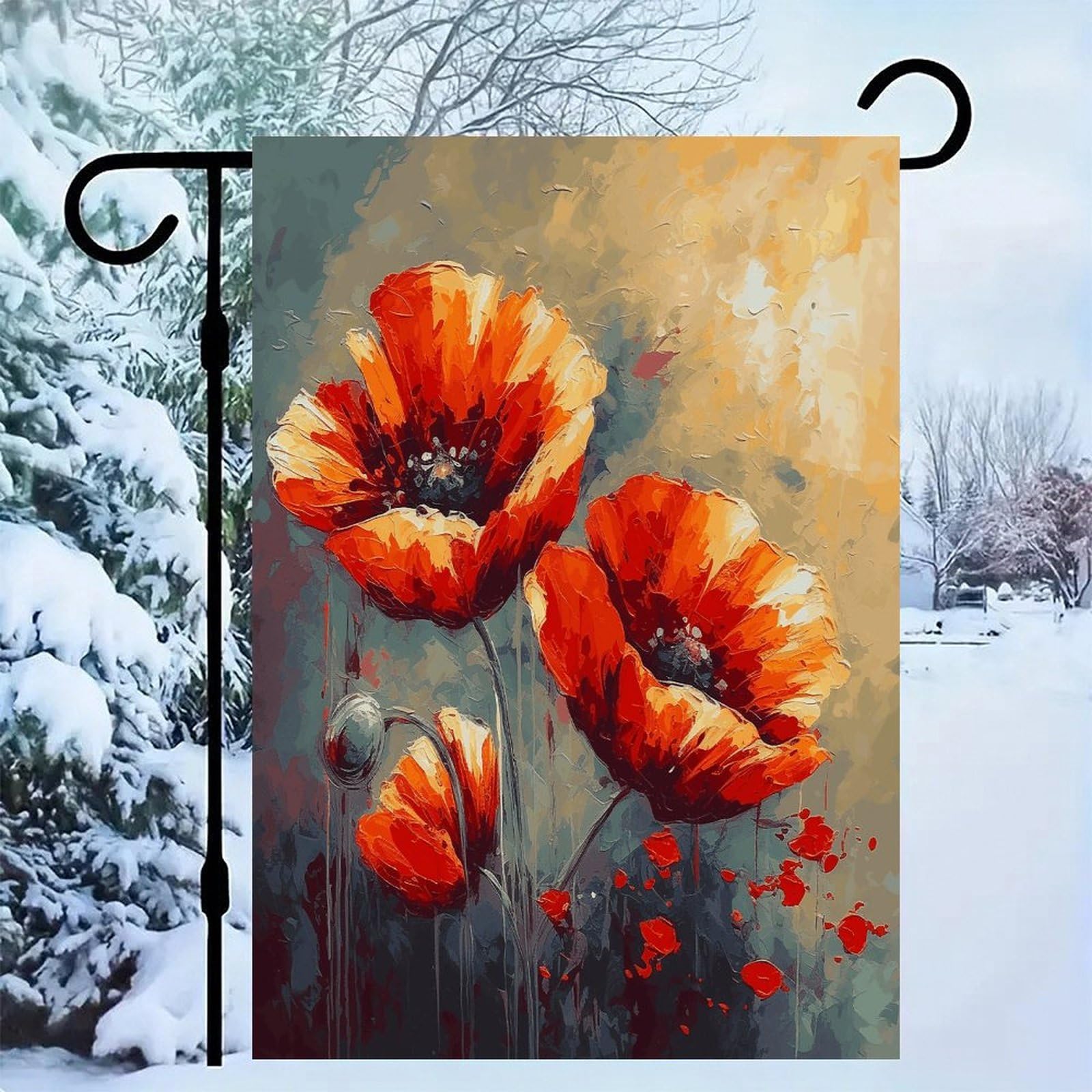 Bandera de jardín exterior de flores óleo 12x18 adorno de terraza y patio primaveral