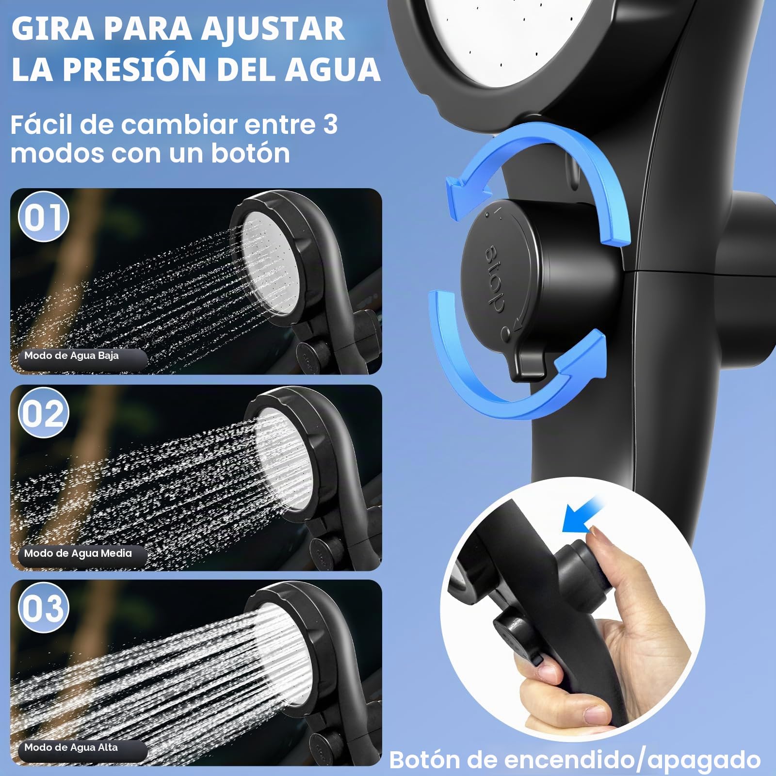 Ducha portátil con calentador, ducha portátil recargable de 6000 mAh para campamento con calentador de apagado automático de 2000 W, 4 modos de pulverización, pantalla LED, bomba de ducha portátil
