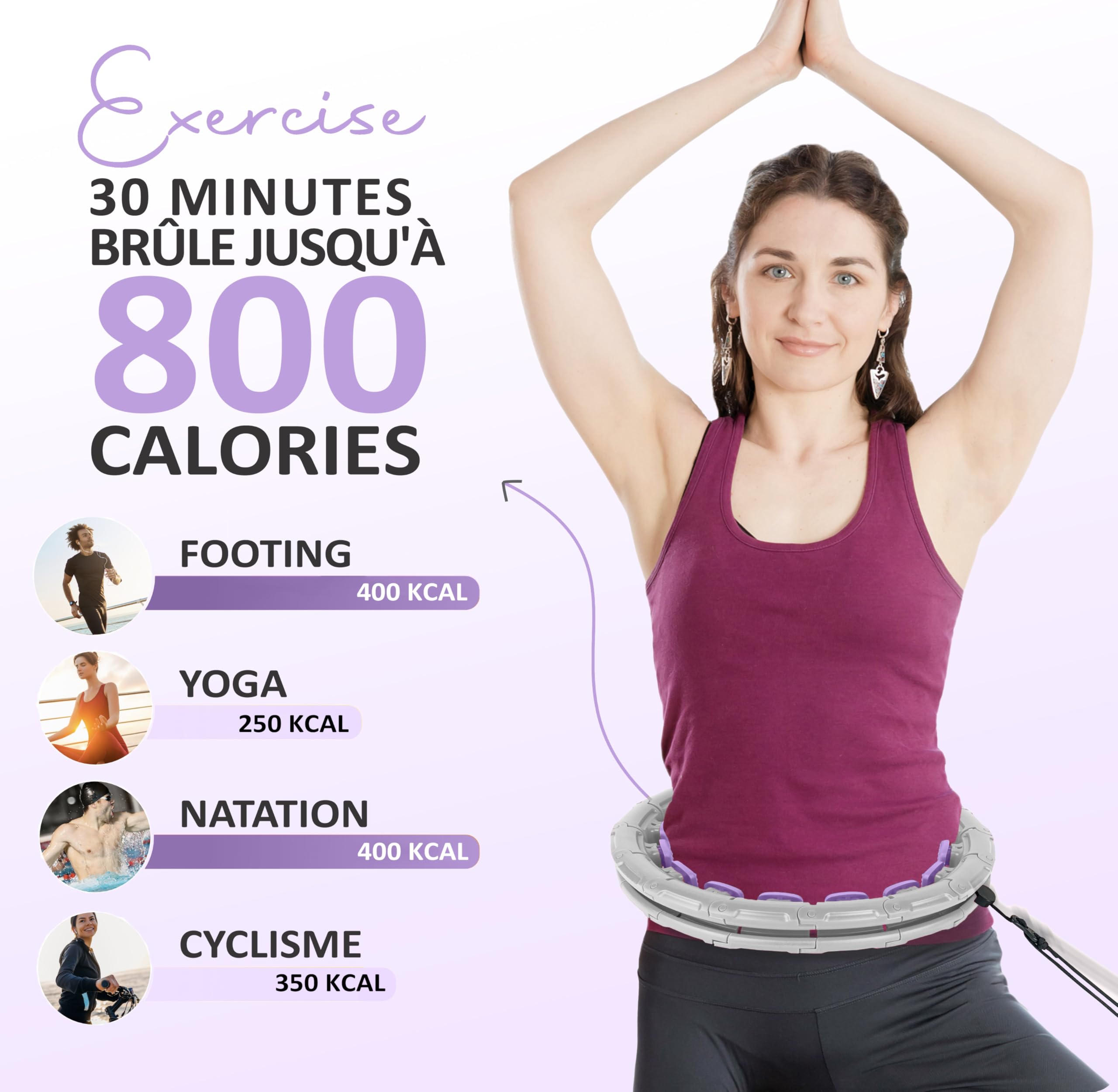 Nouveau Cerceau Hula Hoop Fitness pour Sport Maison - Cerceau Fitness Facile à Utiliser avec Taille réglable pour Adulte, Enfant et Débutant - Houla Hop Confortable et Silencieux