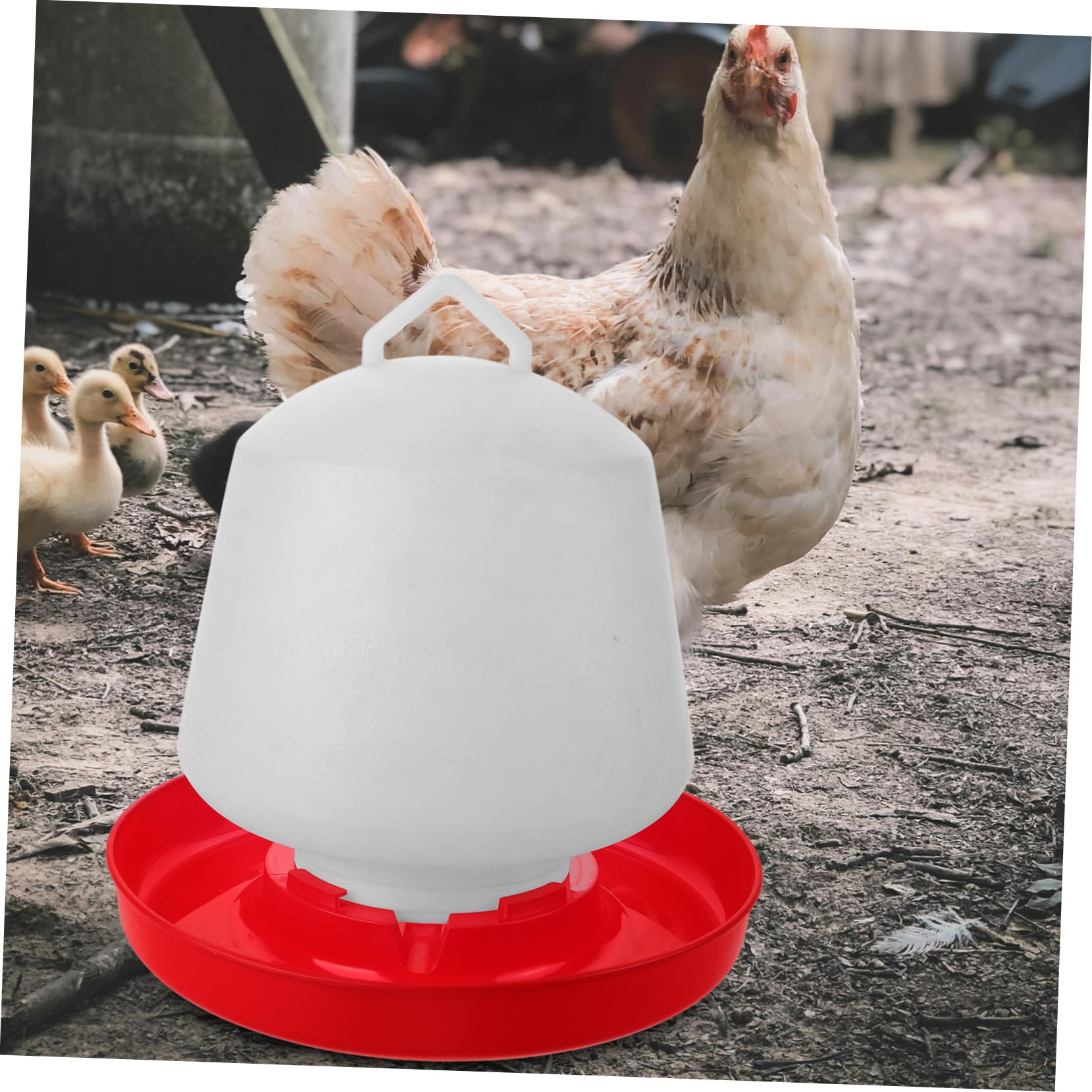 ifundom Mangiatoia per Pollame in Plastica Bianca Resistente alla Pressione Design Creativo Adatta per Uso Esterno e Allevamento di Galline e Oche