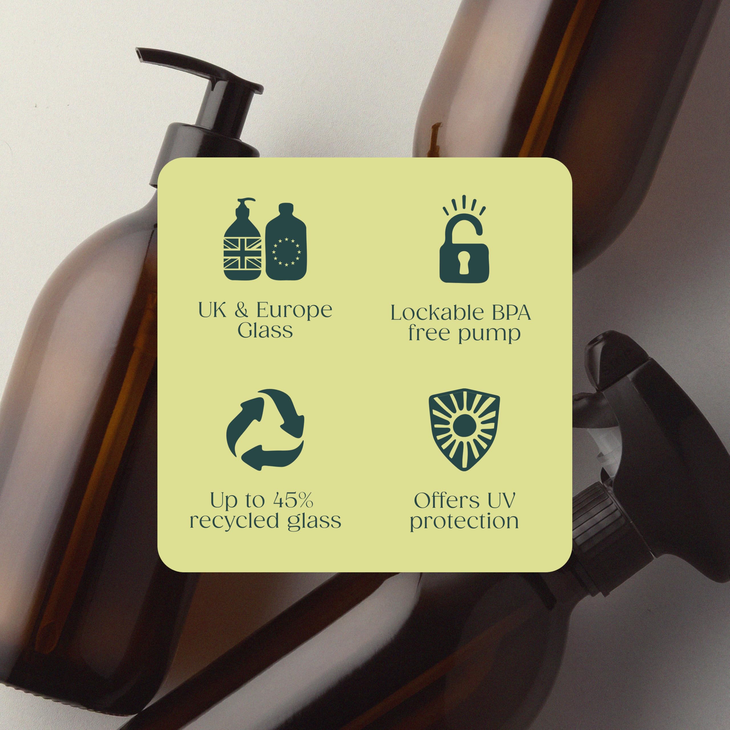 Distributeur De Savon En Verre Brown Matte Amber 500 Ml Avec