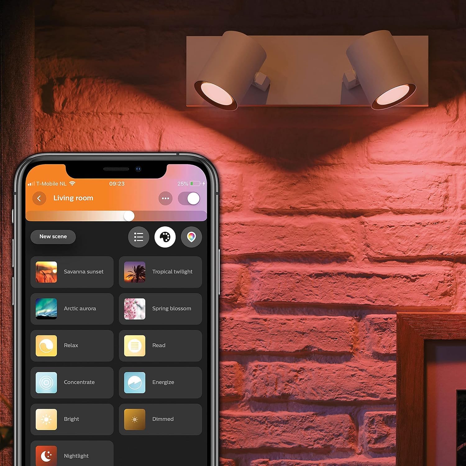 Philips Hue - Lámpara LED inteligente Philips Hue Argenta, 5.7W-350 lúmens, Luz Blanca y de Colores, Compatible con Alexa y Google Home, 2 Focos LED, Blanco