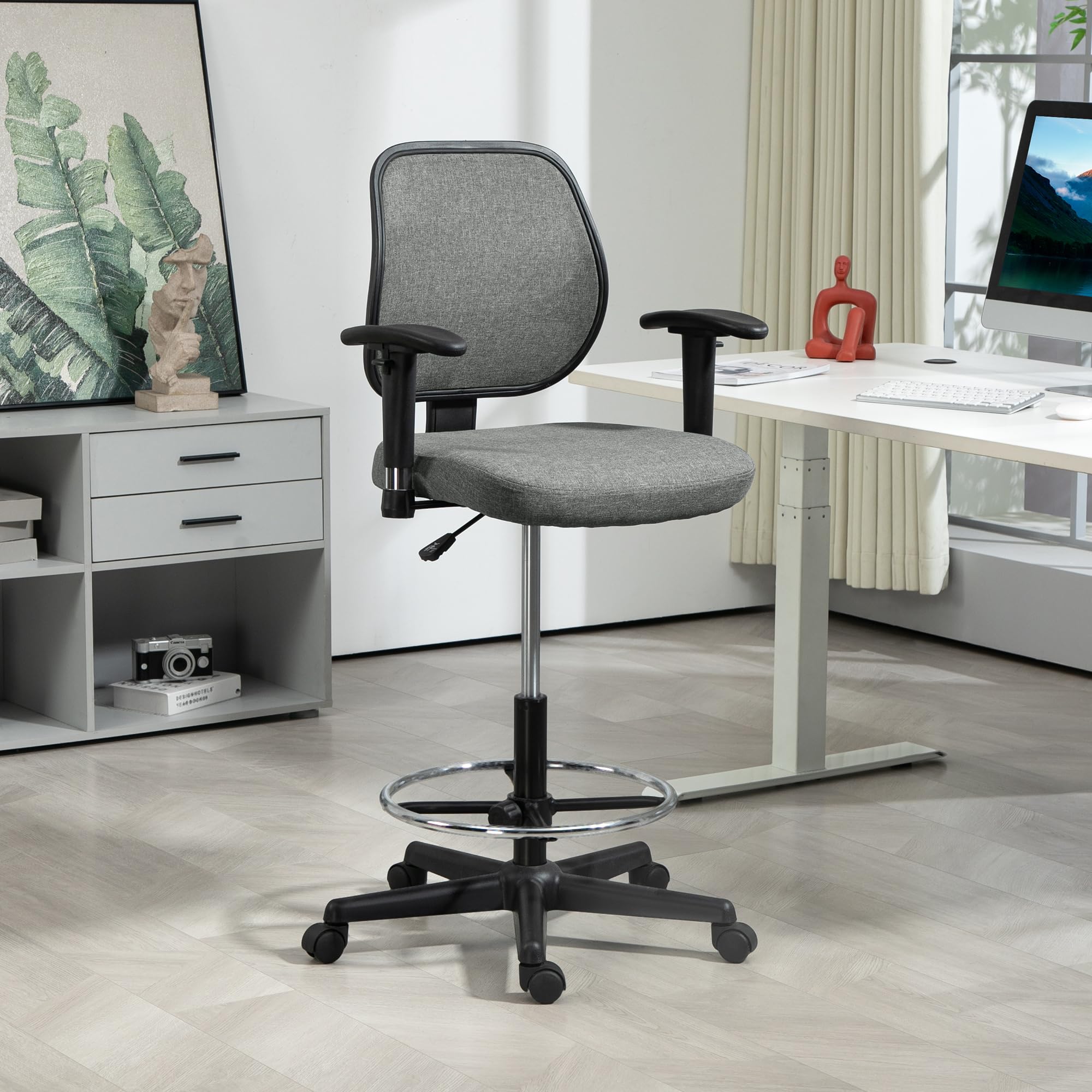 Vinsetto Fauteuil de Bureau Assise Réglable 60L x 57P x 97-119H cm Gris