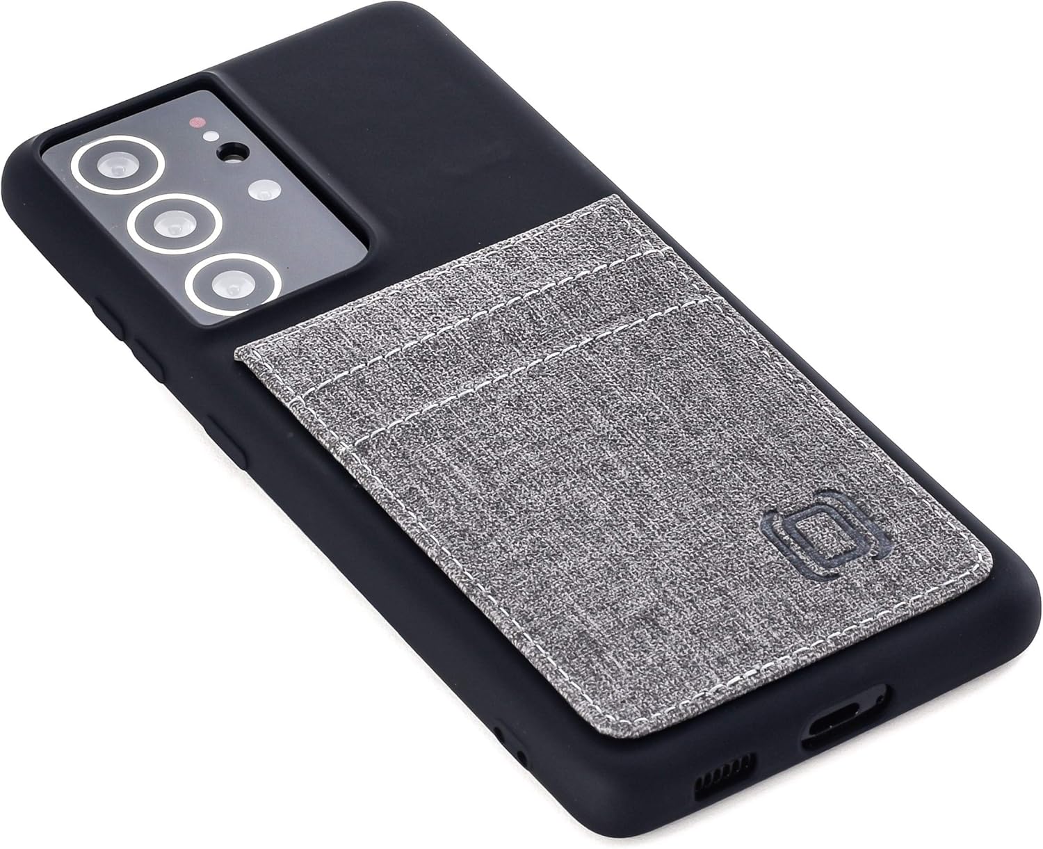 Dockem Wallet Case for Galaxy S21 Ultra: Hidden Metal Plate for Magnetic Mounting with Canvas Style Synthetic Leather, 2 Card Holder Slots: Luxe M2T, 6.8" [Black/Grey] - Image 8