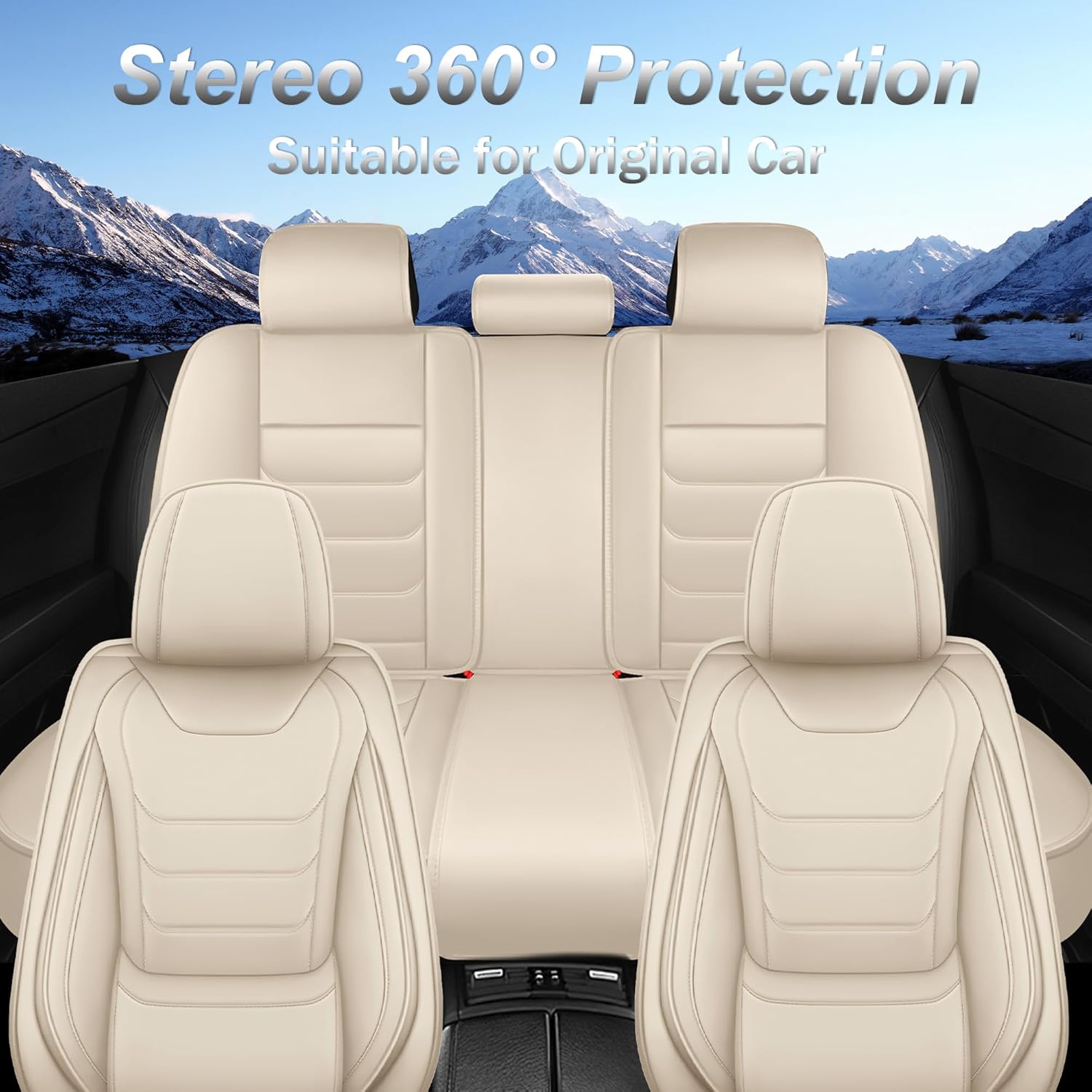 Leather Seat Covers Fit for Nissen Murano 2003-2025 Breathable Waterproof Stylish Car Seat Cover Automotive Interior Accessories(Full Set Beige)