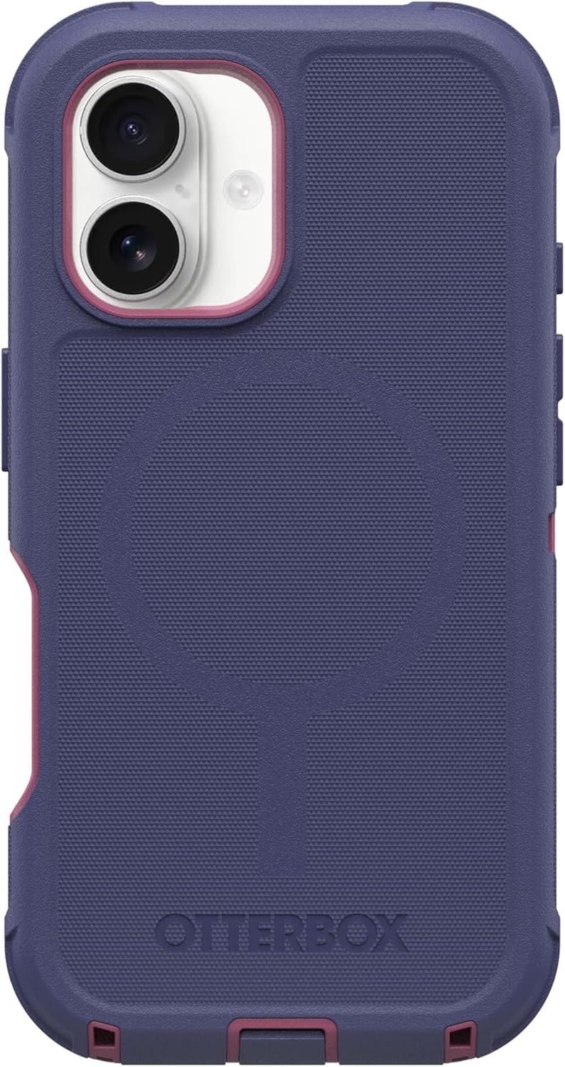 OtterBox iPhone 16 (Only) Defender Series MagSafe Case - Regatta Rose (Purple & Pink) - Holster Clip Included - Built-in Magnets - Screenless - Rugged & Durable - with Port Protection