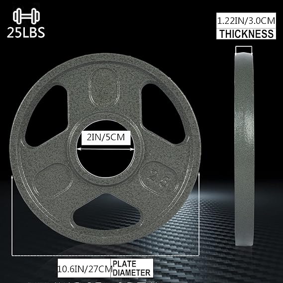 Weight Plate Set 1pc 25lb - Single Pair & Set Home Cast Iron Barbell Weight Set Weight Lifting Bar Athletic Grip Barbell Plate for Strength Training, Weightlifting, Weight Loss