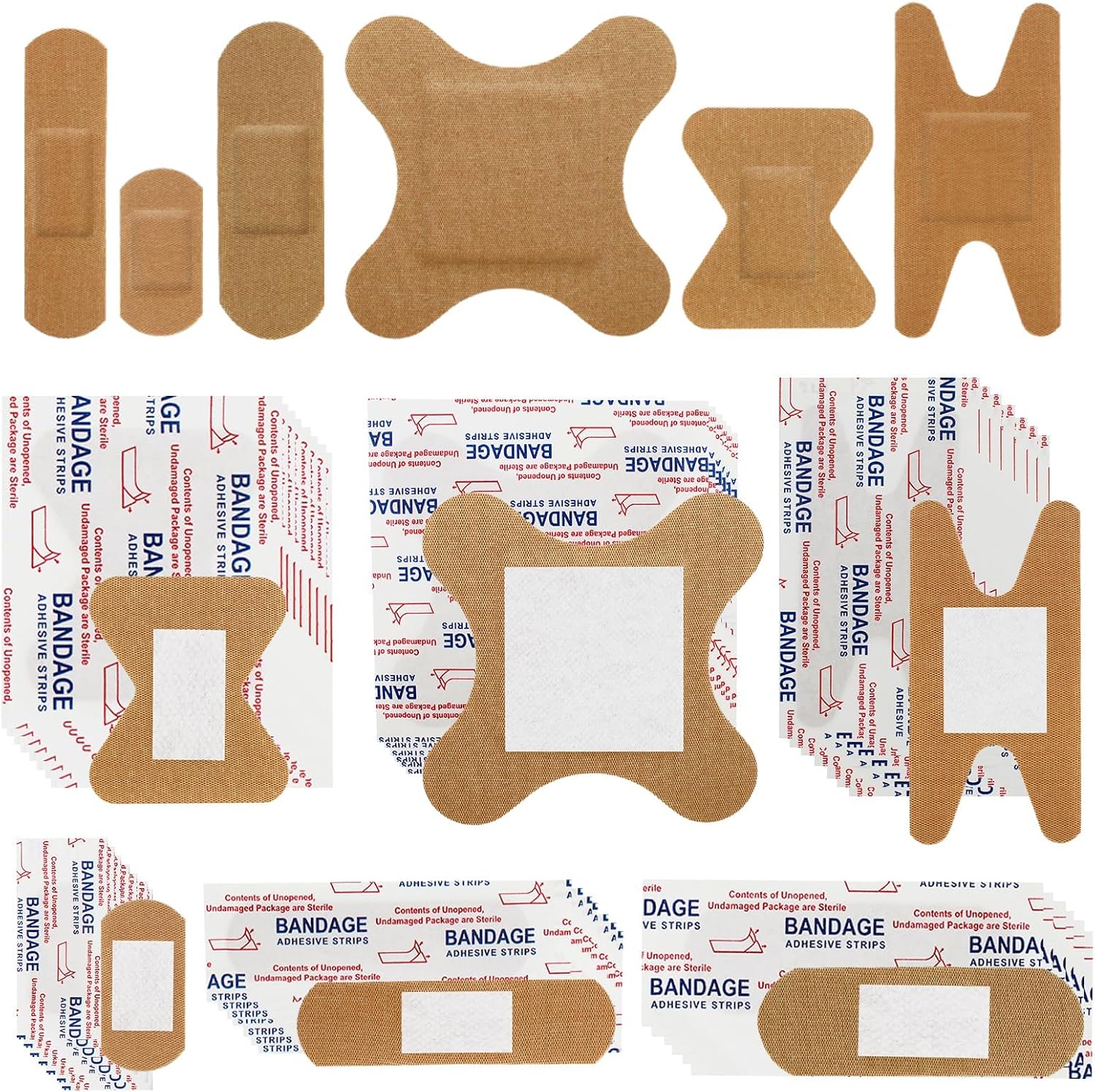 120 PCS Flexible Assorted Bandages Variety Pack with Strong 24-Hour Hold for First Aid Cuts Scrapes Wounds