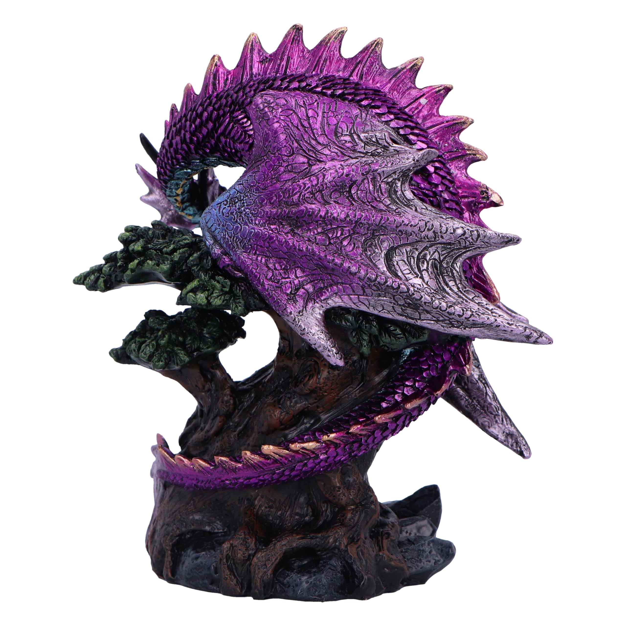 Nemesis Now Drakonische Seher-Figur 17 cm, Harz, rosa/lila, Drache auf Baum, lila Drachen-Ornament, Drachen-Geschenkartikel, aus feinstem Harz gegossen, fachmännisch handbemalt