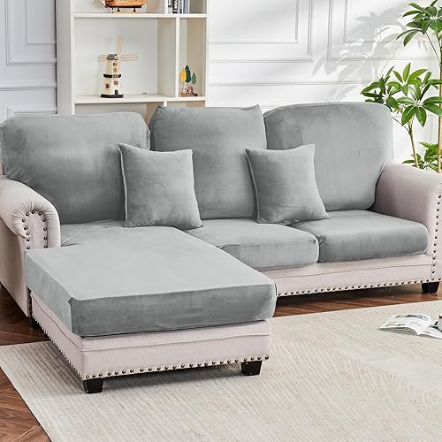 Miniatura 63 de Funda para sofá, funda de cojín de terciopelo elástico de 2 piezas, funda elástica lavable para asiento o respaldo, fundas de asiento de sofá para