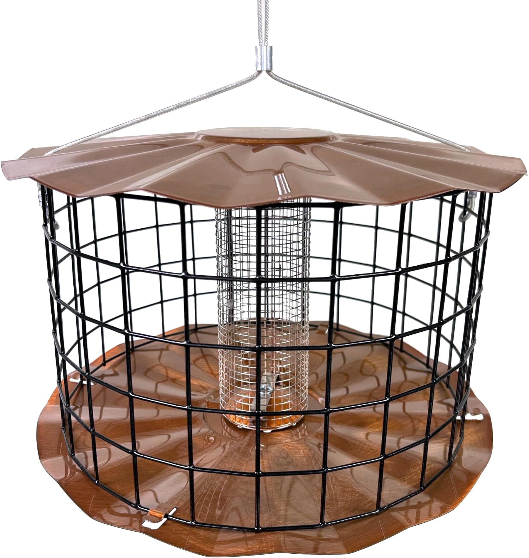 Starling Proof Barrier Feeder with Integrated Baffle with Peanut Cylinder - Premium Copper Finish - Made in USA (PNF1)