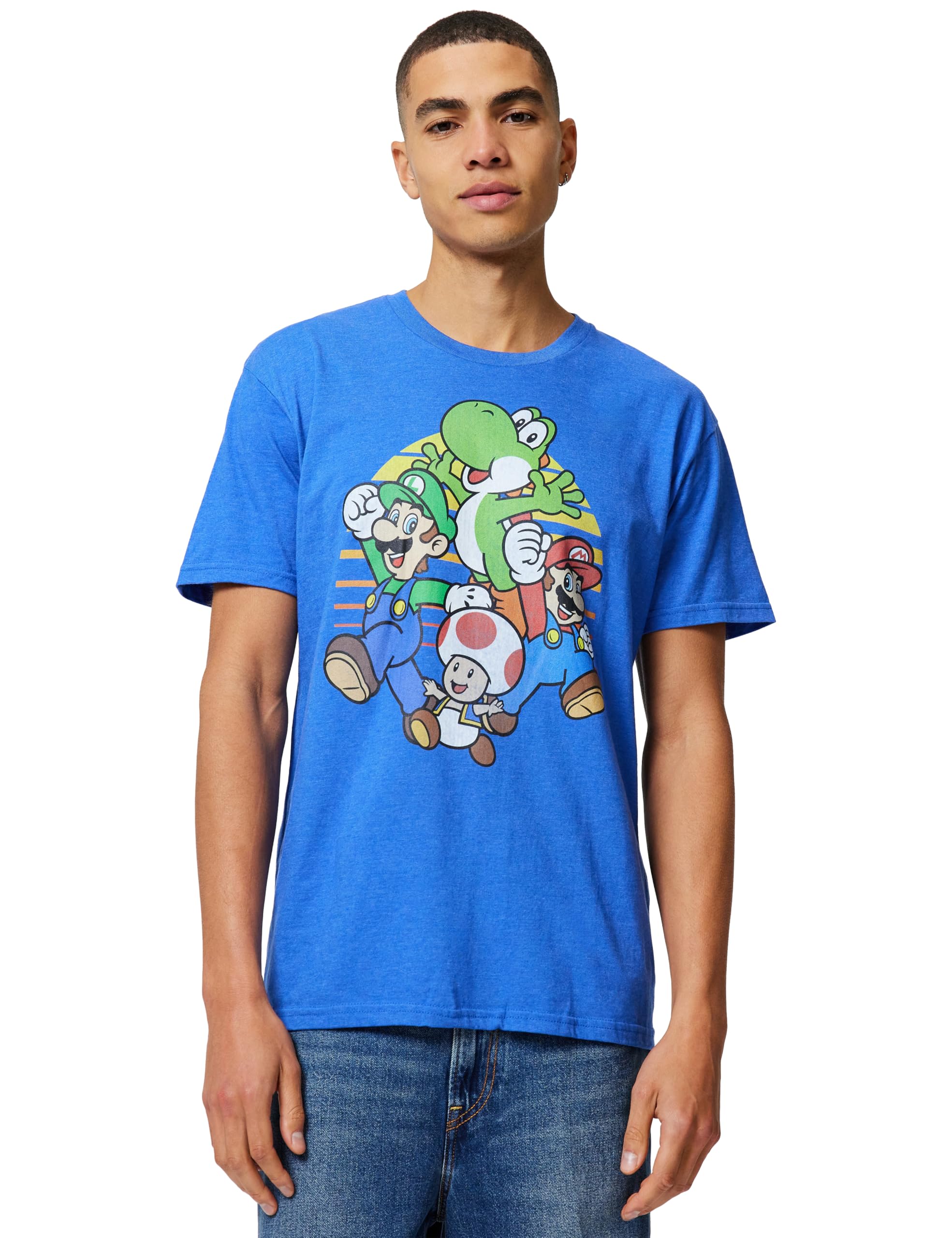 Nintendo Mario and Friends Circle Retro Camiseta Hombre