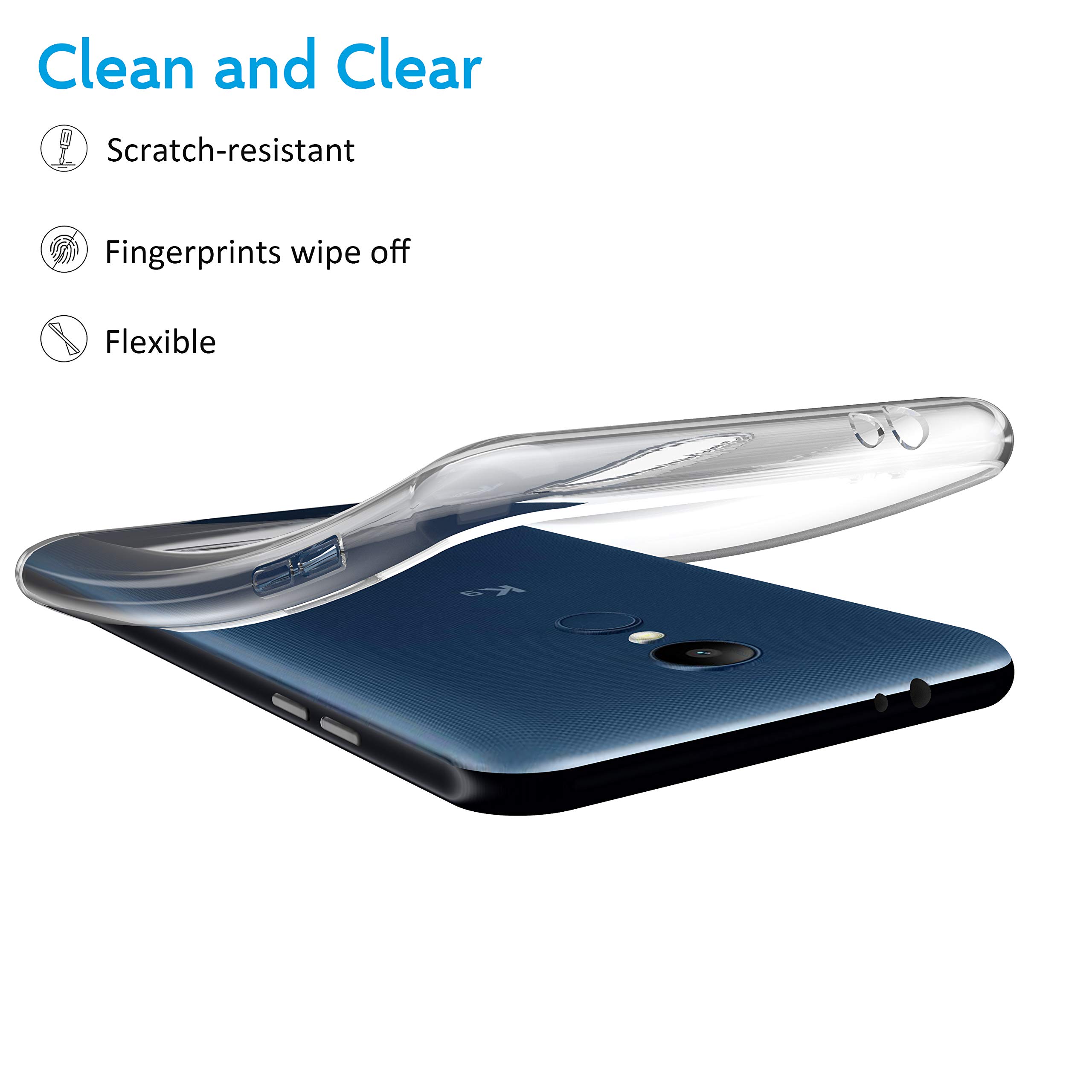 N NEWTOP Kit Cover Compatibile con LG K9 2018 + 2 Pezzi Pellicola Vetro Temperato Proteggi Schermo Display Custodia TPU Silicone Anti Urto Trasparente Slim Sottile Case Protettiva