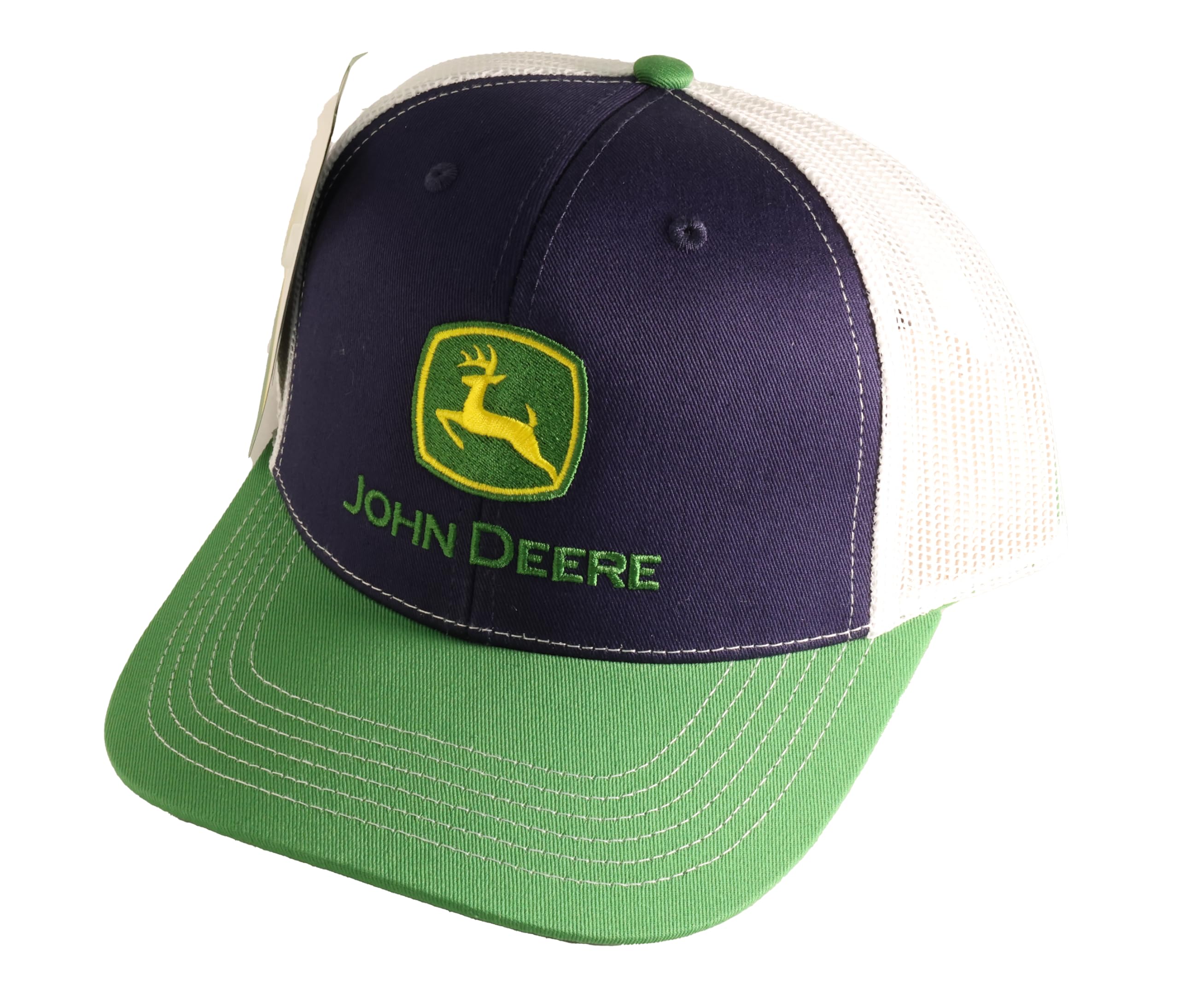 John Deere Berretto Da Baseball E Cappello Da Camionista - Logo Ricamato - Colori Blu Navy/Verde/Bianco - Taglia Unica Regolabile - 3