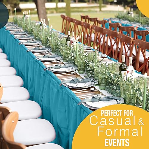 Miniatura 81 de Exquisite Falda de mesa con volantes, color marrón, paquete de 2 faldas de mesa de 14 pies de largo para mesas rectangulares de 6 pies o faldas