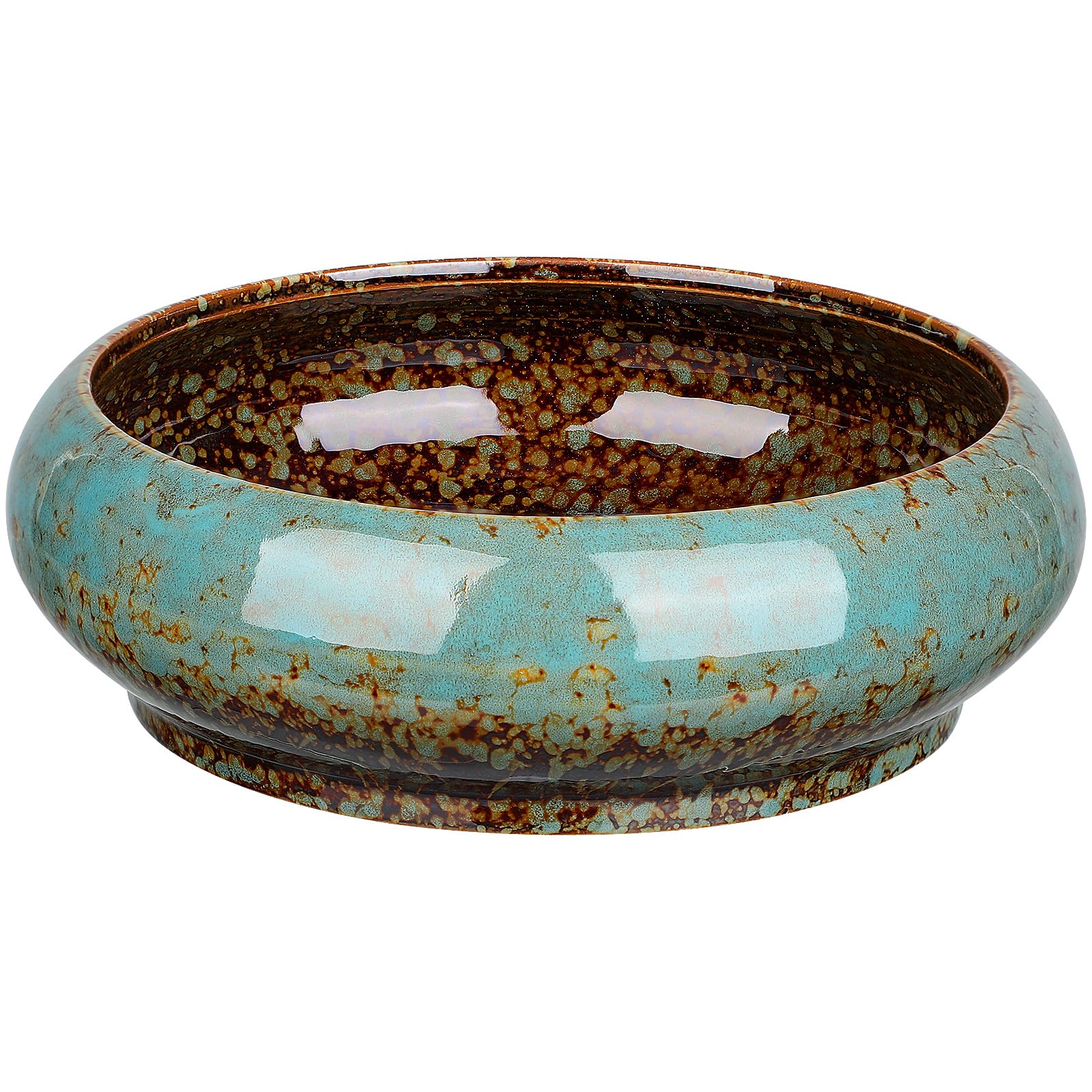 Cabilock Vaso da fiori in ceramica per bonsai, rotondo, per laghetto da terrazzo, per gigli, ninfea, Lysimachia, per esterni, fiori, piante, giardino, balcone, colore casuale