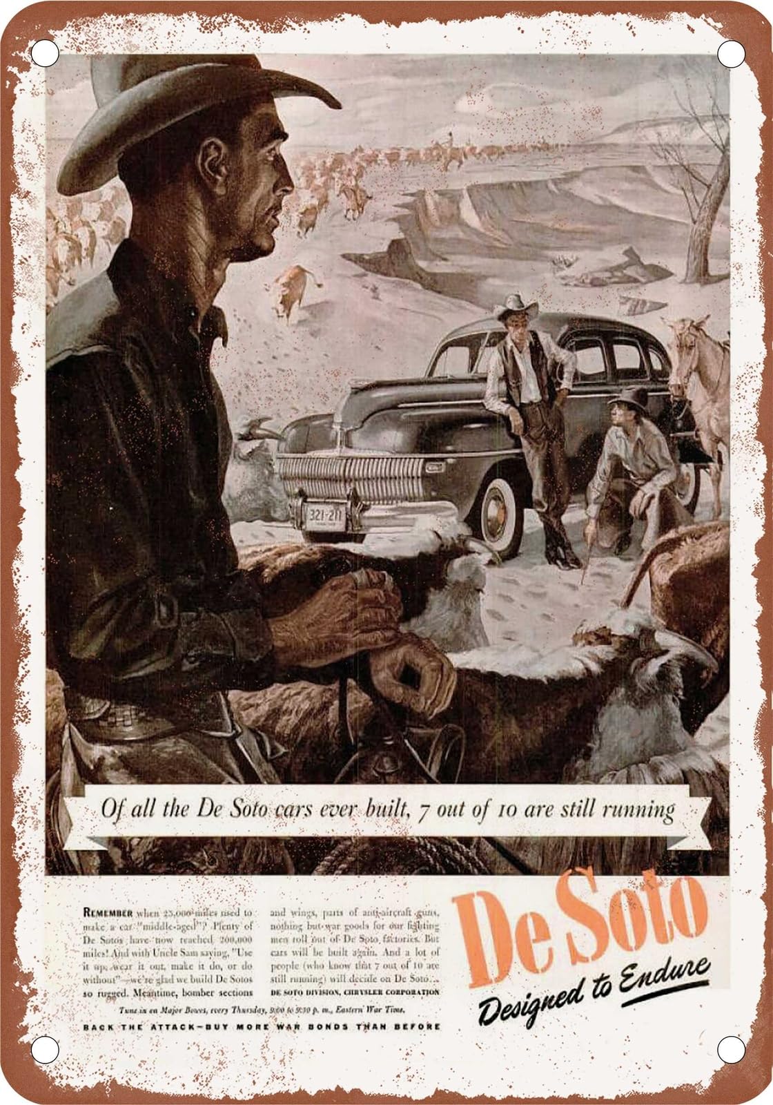 Miaomansenstore Metal Sign - 1944 Desoto Vintage Ad 02 - Old Retro Rusty Look Home Decor
