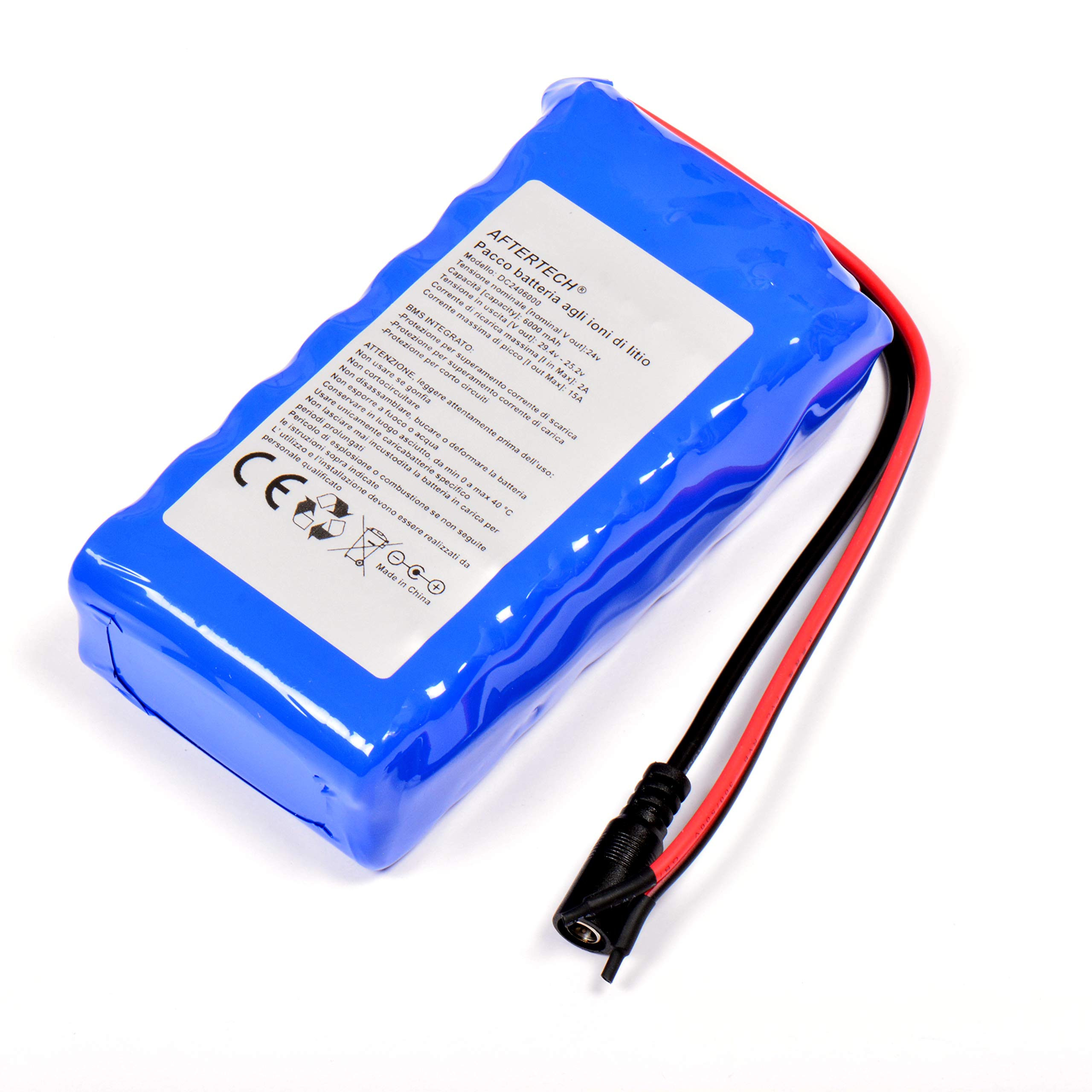Pack DE BATERÍAS AFTERTECH 24V 6Ah BATERÍA DE Litio Recargable 135x68x38mm 6000mAh 24volt 7s2p H1E1