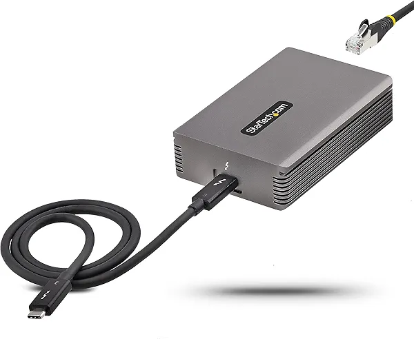 StarTech.com Thunderbolt 3 to Ethernet Adapter, 10GbE, Multi-Gigabit, Thunderbolt 3 to RJ45 Network Adapter, 10GBASE-T/5-2.5GBASE-T NIC, 10G Network Adapter Includes TB3 Cable, Win/Mac, TAA