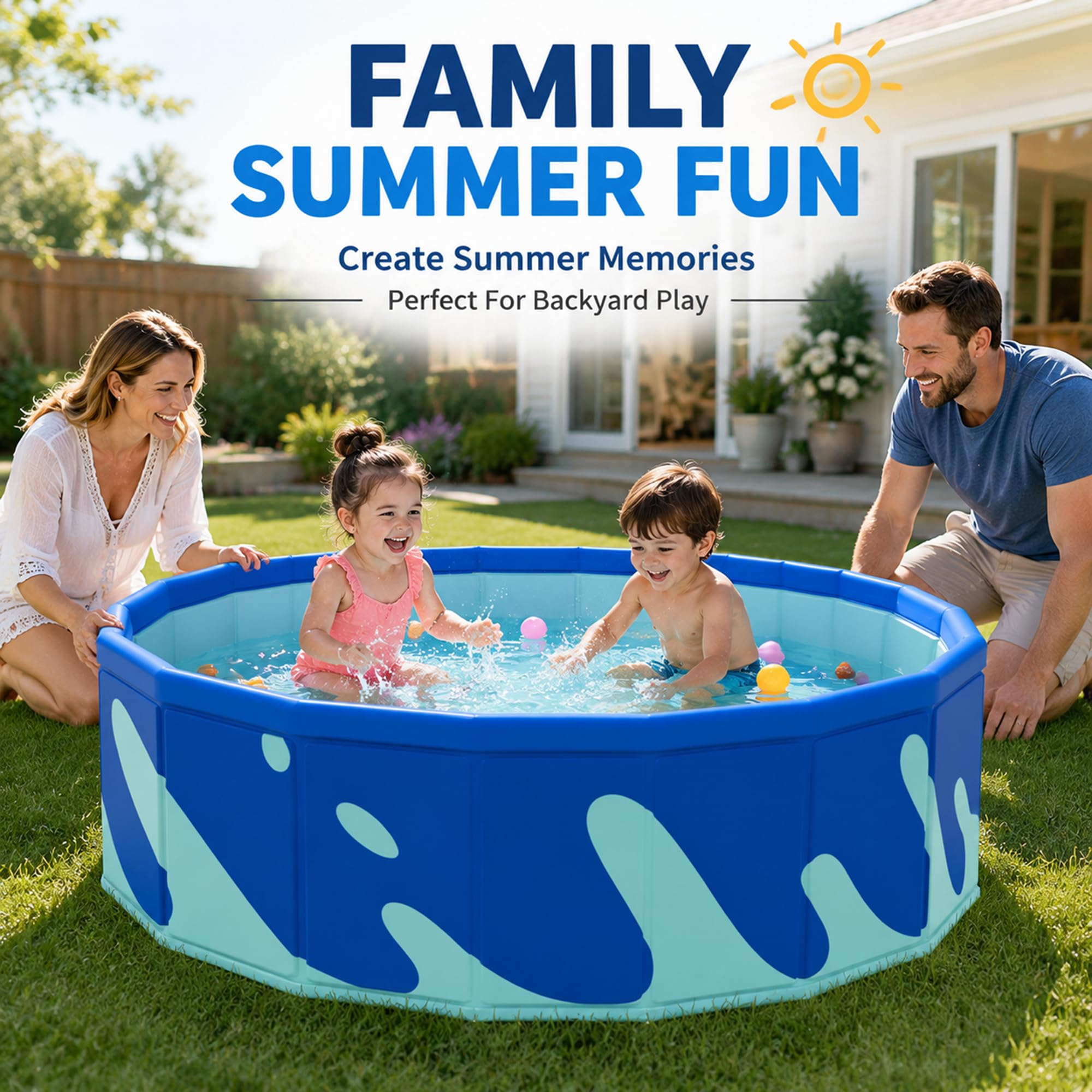 Piscina Infantil Plegable, Piscina Rígida Sin Inflado para Niños