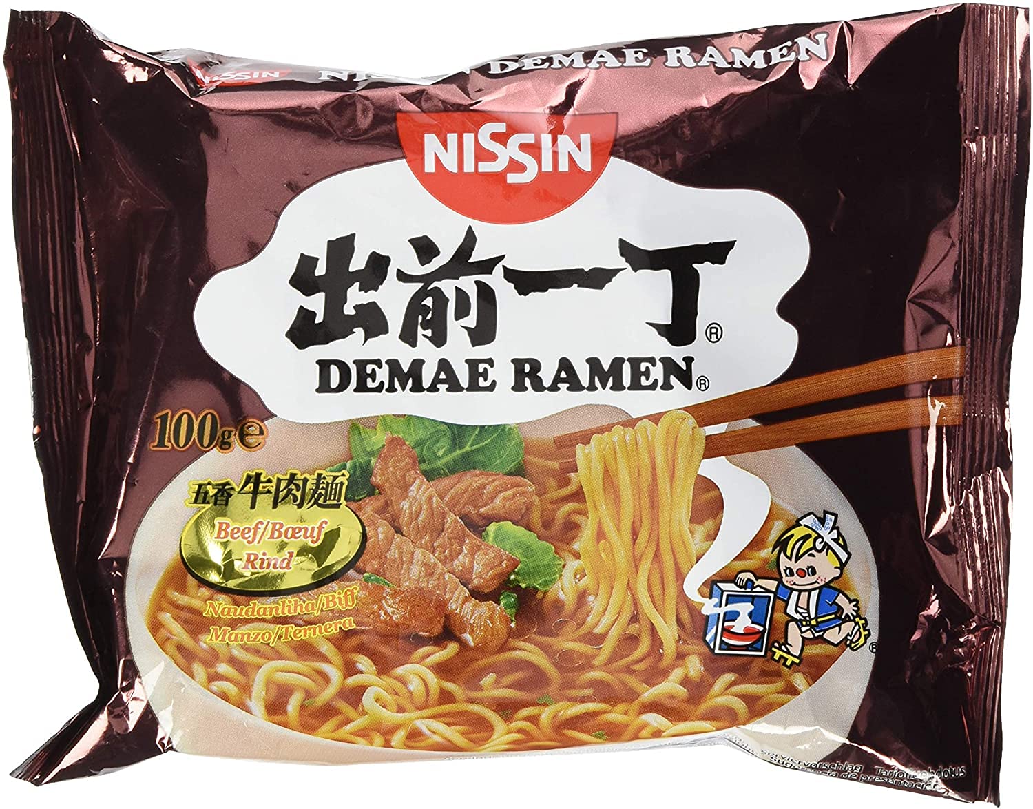 Nissin Demae Instant Noodles Ramen 8 PAQUETES MEZCLADOS - Tonkotsu, pollo, ternera, mariscos, sésamo picante, gambas, salsa de soja, pollo con ajo (100 g)