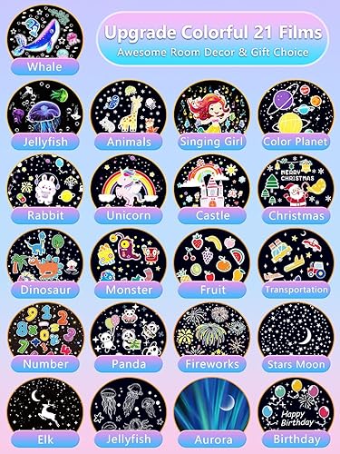 Miniatura 2 de 21 juegos de películas + proyector de luz nocturna para niños, proyector de luz nocturna para niños, techo, control remoto y altavoz Bluetooth,