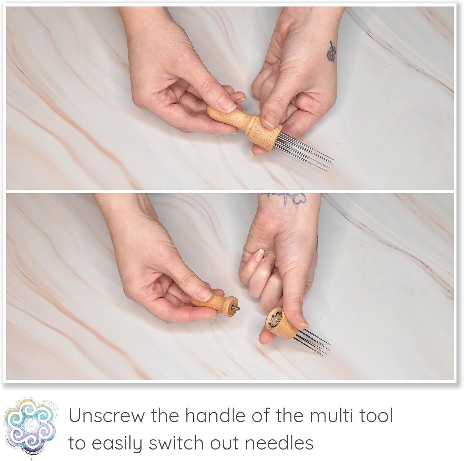 Living Dreams Yarn Premium Needle Felting Starter Kit Includes 20 Variegated Wool Colors, 50 Needles and Tools, Text and Video Guide. Craft Kit for Beginners, Adults - Colorful Corriedale