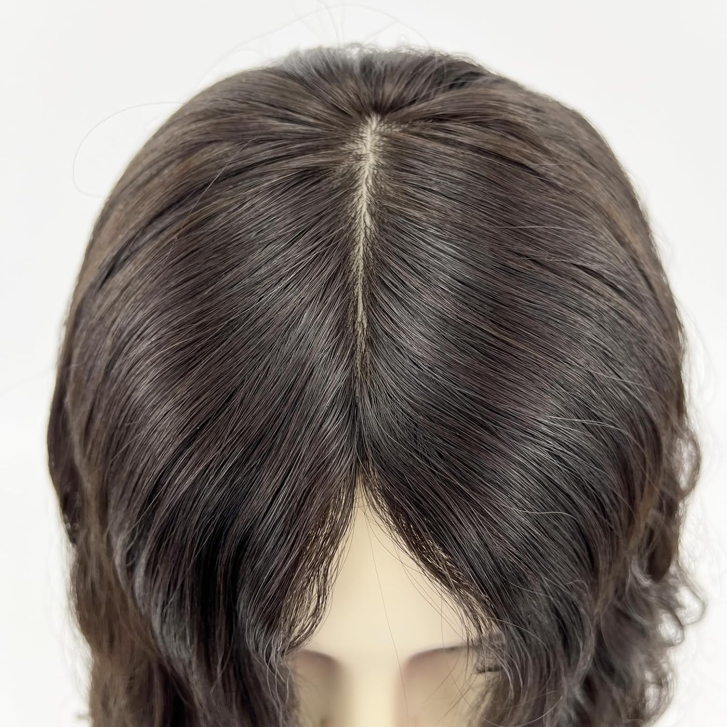 Jewish Wig Silk Base Short Bob 14-inch Loose Wave Virgin Human Hair Kosher Wig Sheitel Thick End Natural Wave Silk Top Women (#2 Dark Brown)