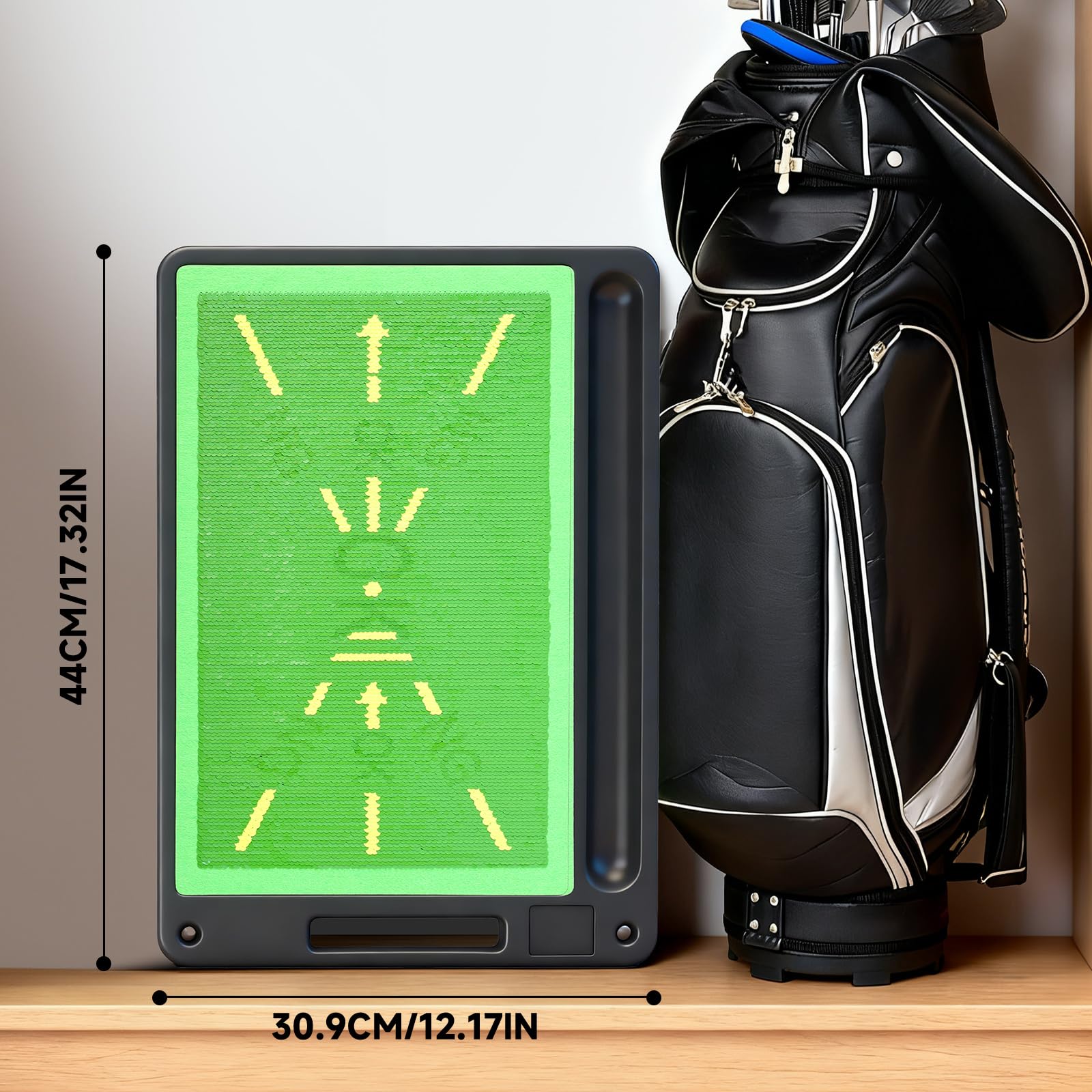 2-in-1 austauschbare Golf-Übungsmatte, Trainings- und Schlagmatte, analysiert Schwungweg und korrigiert die Schlaghaltung, rutschfeste Gummi-Unterseite