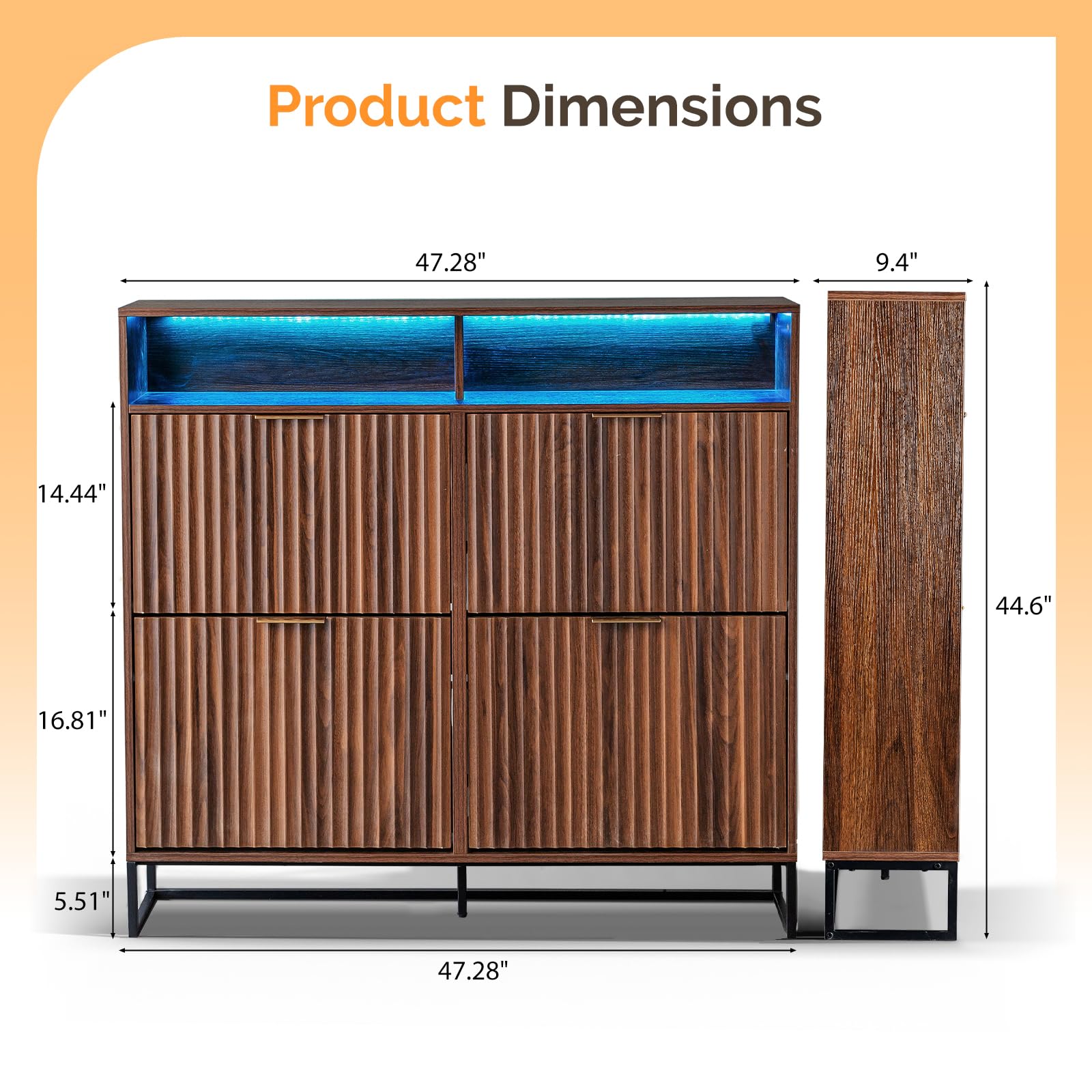 Rattan Shoe Storage Cabinet With Flip Drawers Drawer, Narrow