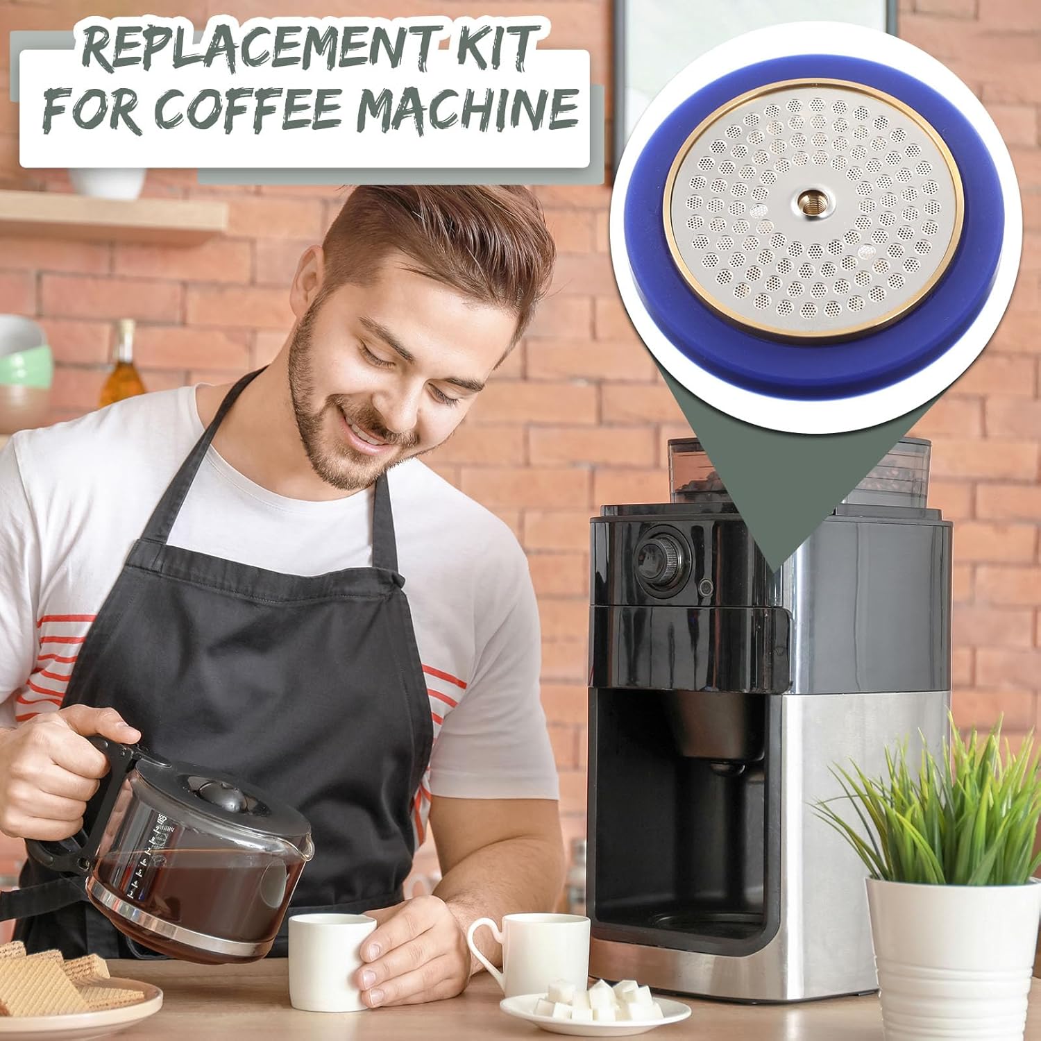 Funrous Brass Tune up Kit Compatible with Gaggia Classic Ga200im Precision Shower Screen & Holder Group Head Replacement Kit for Coffee Machine with Silicone Gasket Stainless Steel Screws