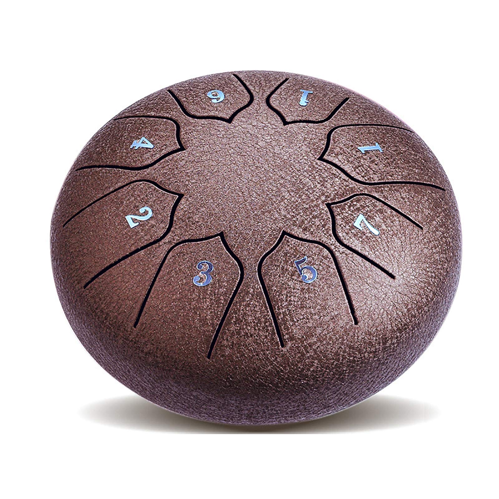 Mini tambour de langue en acier, instrument de percussion à tambour à main 8 notes de 6 pouces avec sac de voyage et baguettes, adapté à l'illumination musicale des enfants, au yoga (Color : Bronze)
