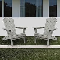Vista 14 de kevinplus Juego de 2 sillas Adirondack de madera para exteriores, sillas plegables para jardín, césped, patio, piscina, color gris