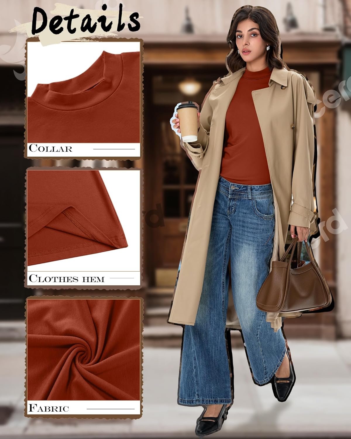 Ficerd 3 Pack Women's Mock Turtleneck Shirts, Long Sleeve Mock Neck Pullover Tops Slim Fitted Stretch Undershirt Tee Blouse