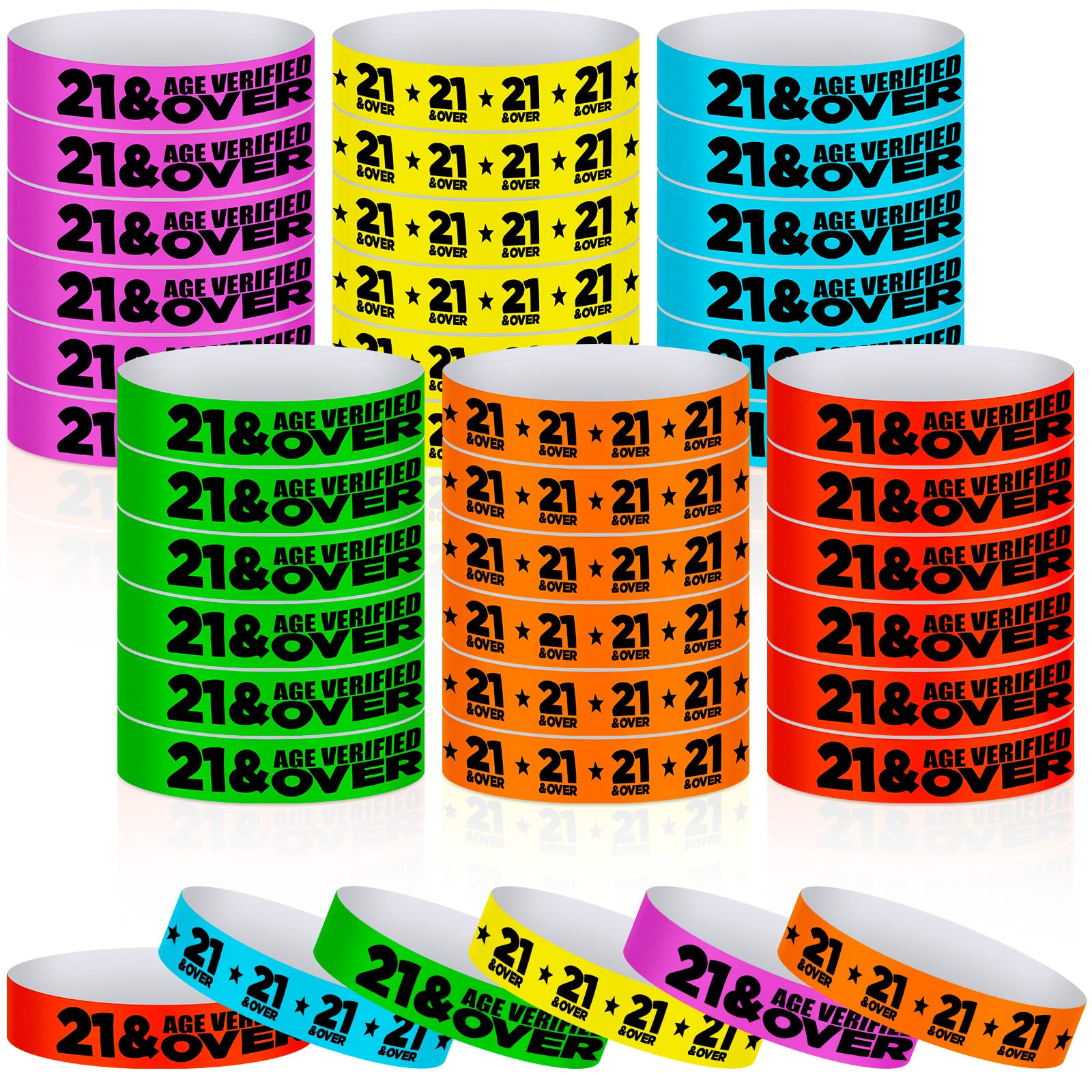  : 600 Pcs Over 21 Wristbands Paper Event Wristbands Colored  Bracelet Waterproof Wrist Bands Verified Identification Wristbands for Bar  Bachelorette Party Concert Entrance(Assorted Color) : Office Products