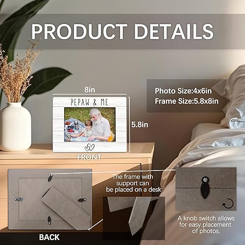 Miniatura 7 de Pepaw Gifts - Marco de fotos de 4 x 6 pulgadas, marco de fotos de madera Pepaws, Navidad, Día del Padre, regalos de cumpleaños para Pepaws de