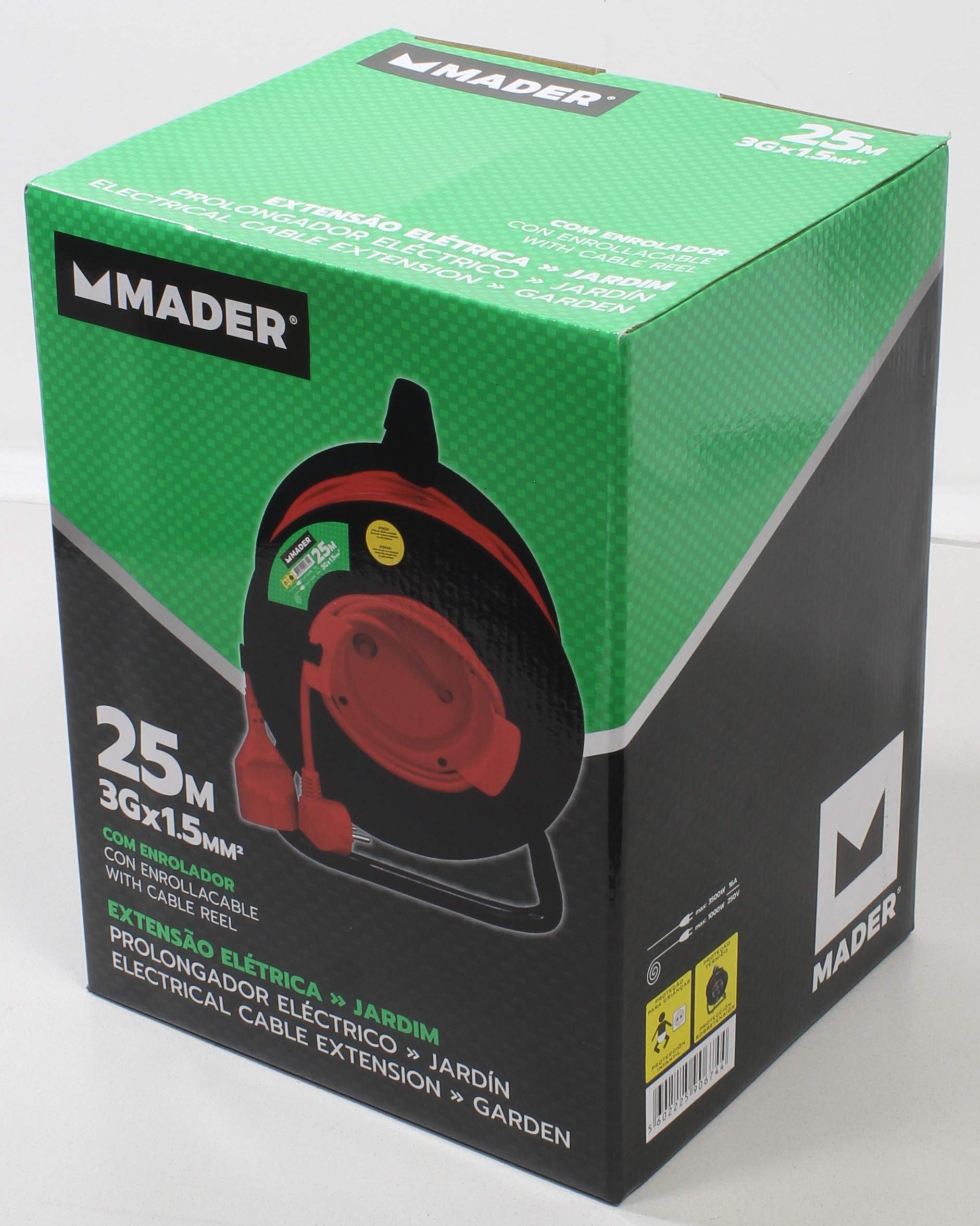Prolongador Cordón Eléctrico Exterior Enrollacable 25mx1.5mm2-90674