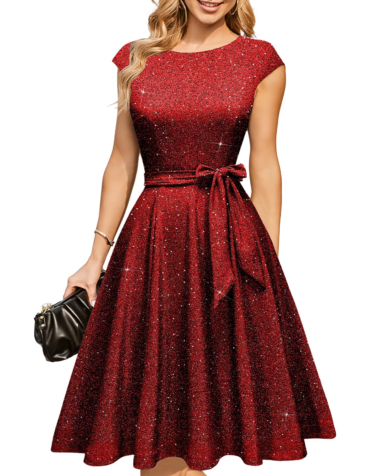 DRESSTELLS Women's Cocktail Dresses, Formal Wedding Guest Modest Church Vintage Holiday Party Evening Dress