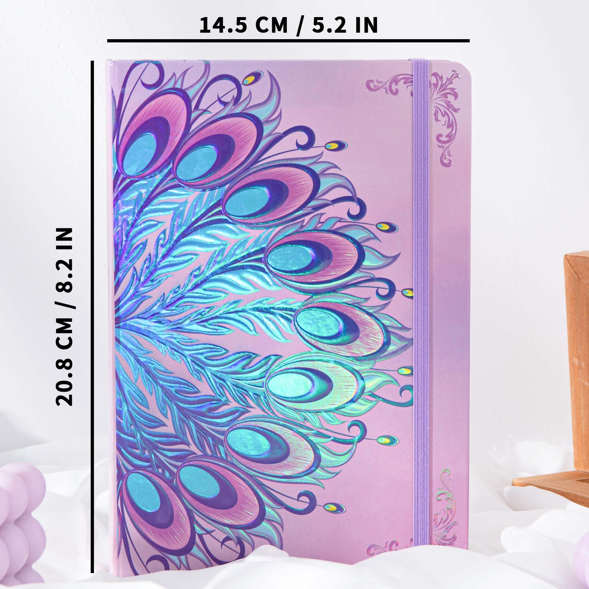 A5 Journal Notebook-College Lined Ruled Hardcover Journals for Writing Women-100gsm Thick Paper 224 Numbered Pages-Peacock Feather Embossed Journal-Daily Journal for Writing - Image 3