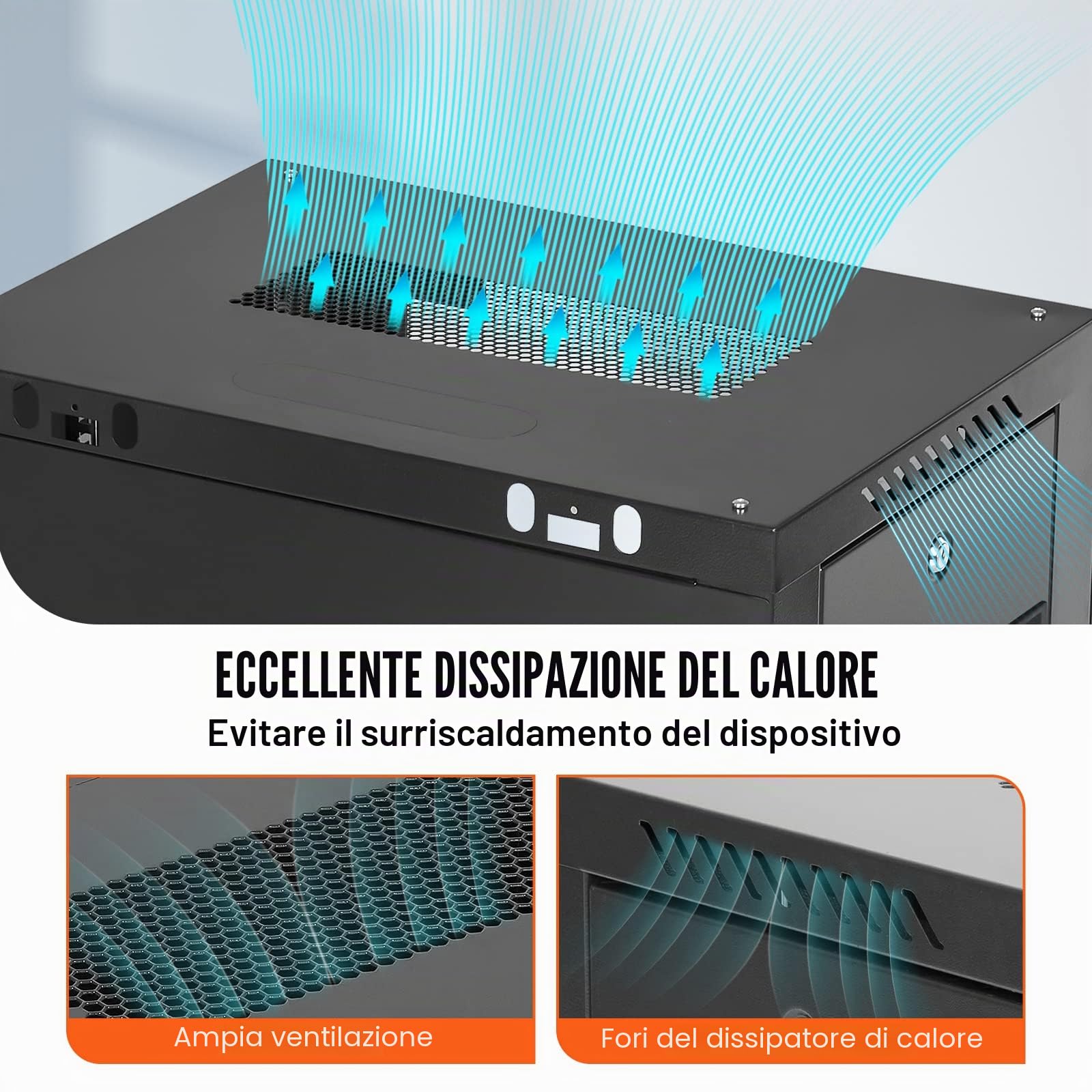 VEVOR Armadio per server di rete con montaggio a parete 12U, profondità 15,5", armadio per server rack, portata massima 200 libbre. Capacità di carico con montaggio a terra