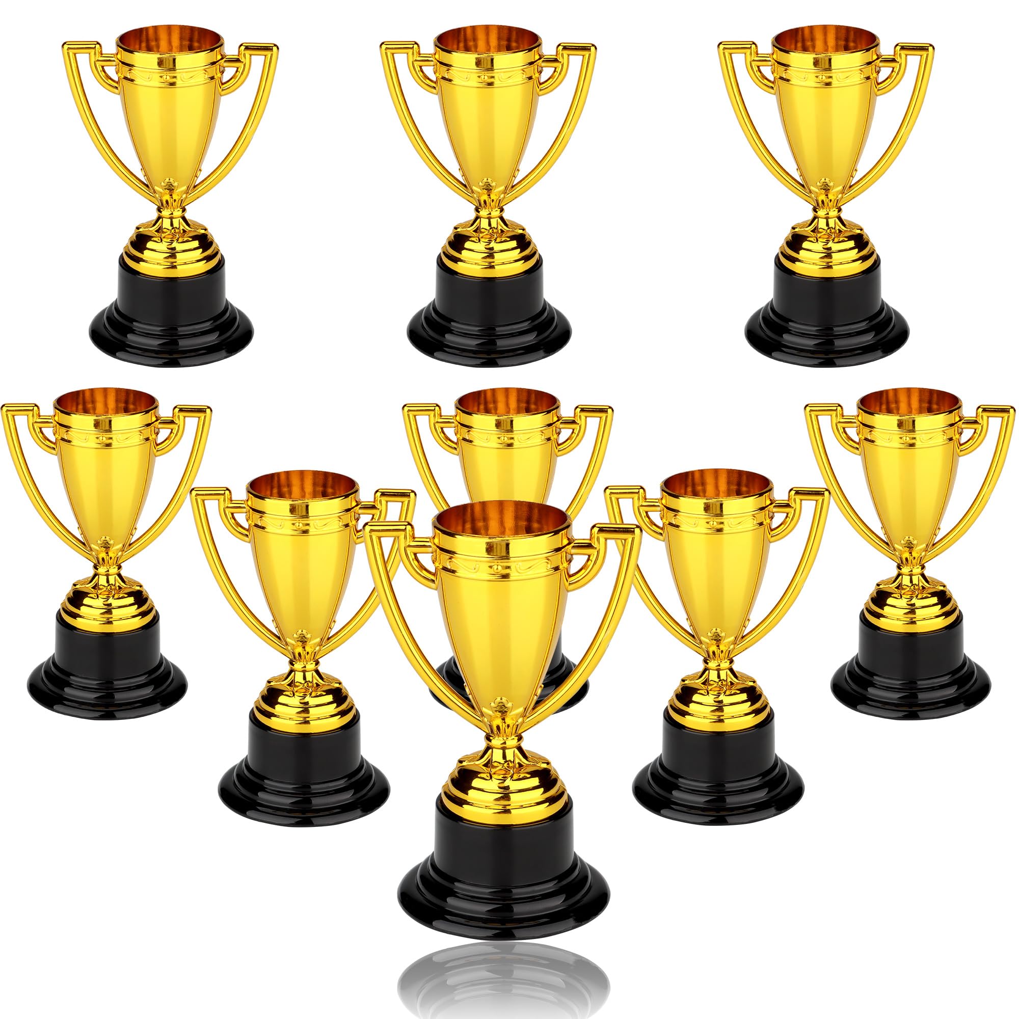 9 PCS Mini Gold Award Gold Trophy Award Trophy Cups for Kids and Adults Plastic Gold Trophies for Party Favors Props Rewards Sports Winning Prizes Competitions Square 3.3 Inch
